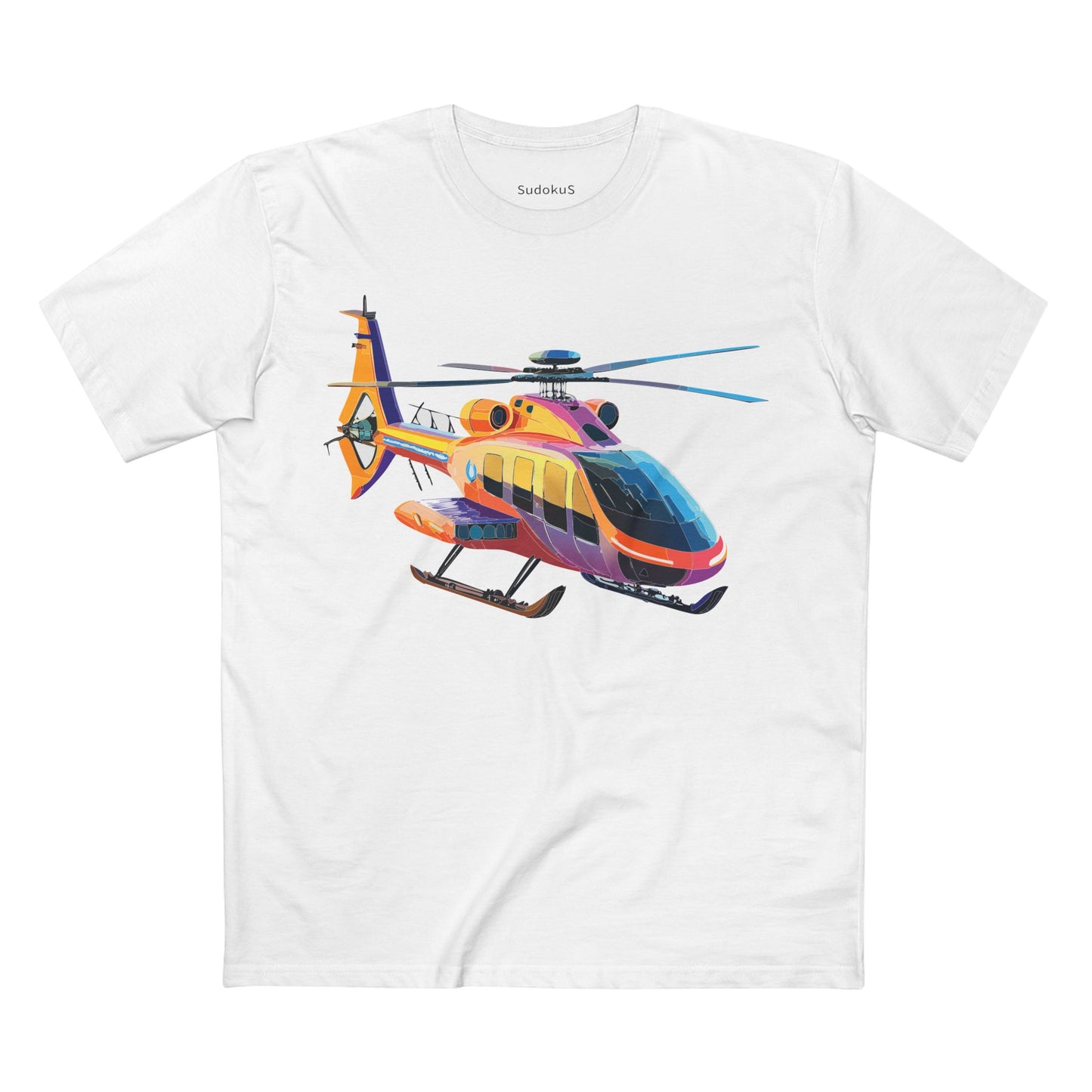 Unisex Helicopter Art Shirt Premium Cotton Tee With Regular Fit Crew Neck 100 Percent Cotton
