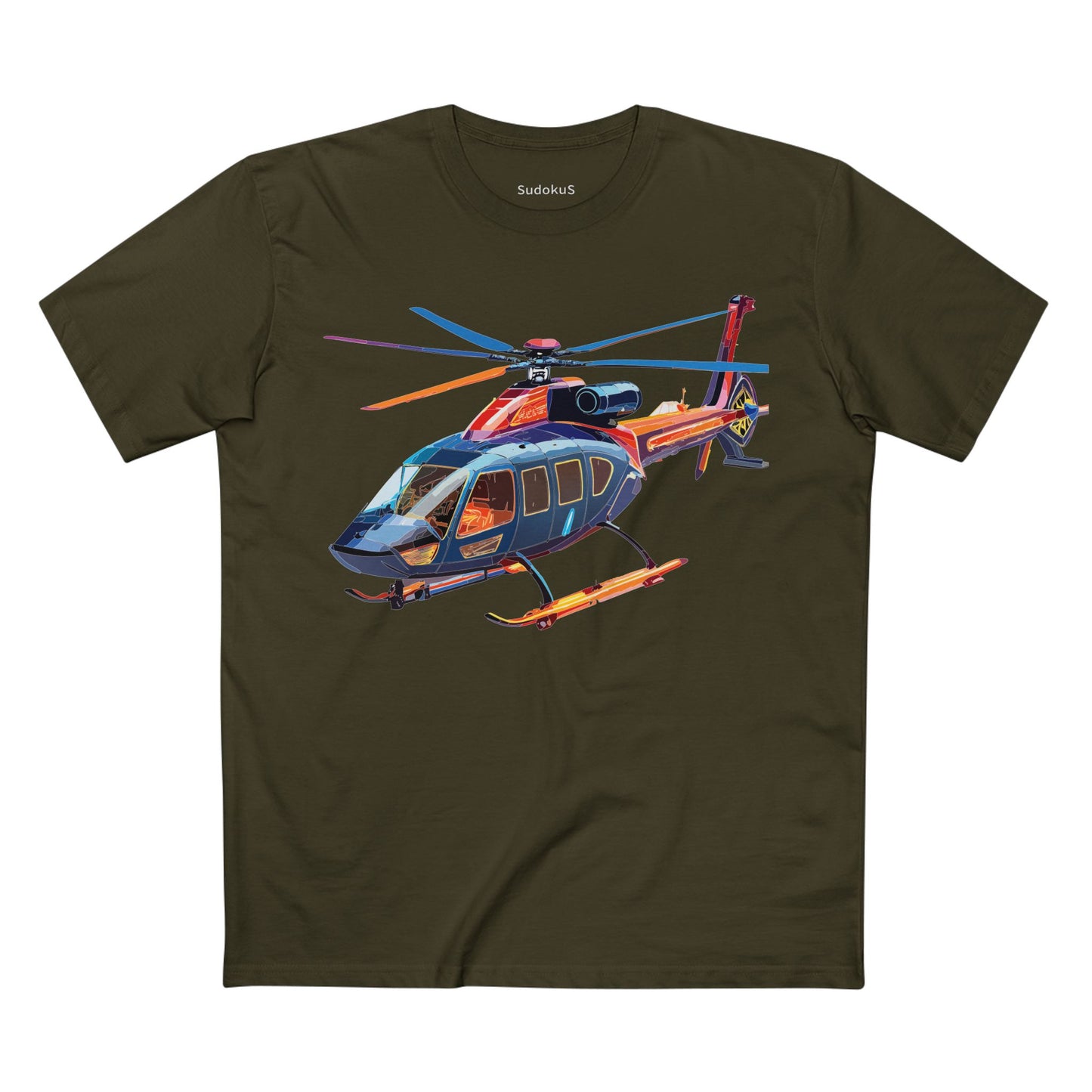 Helicopter Tee Unisex Premium Cotton Shirt With Unique Art Design Graphic Crew Neck Regular Fit
