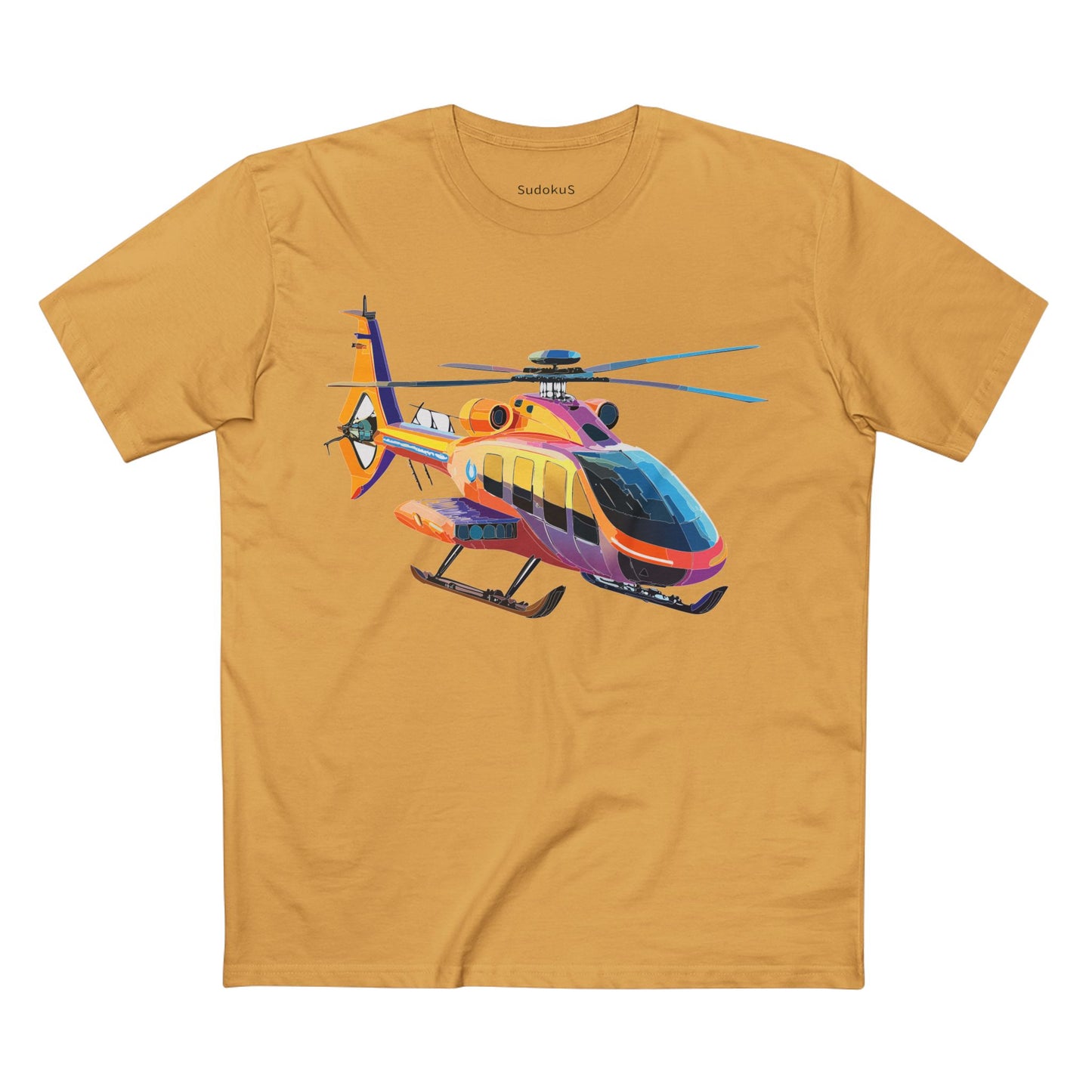 Unisex Helicopter Art Shirt Premium Cotton Tee With Regular Fit Crew Neck 100 Percent Cotton