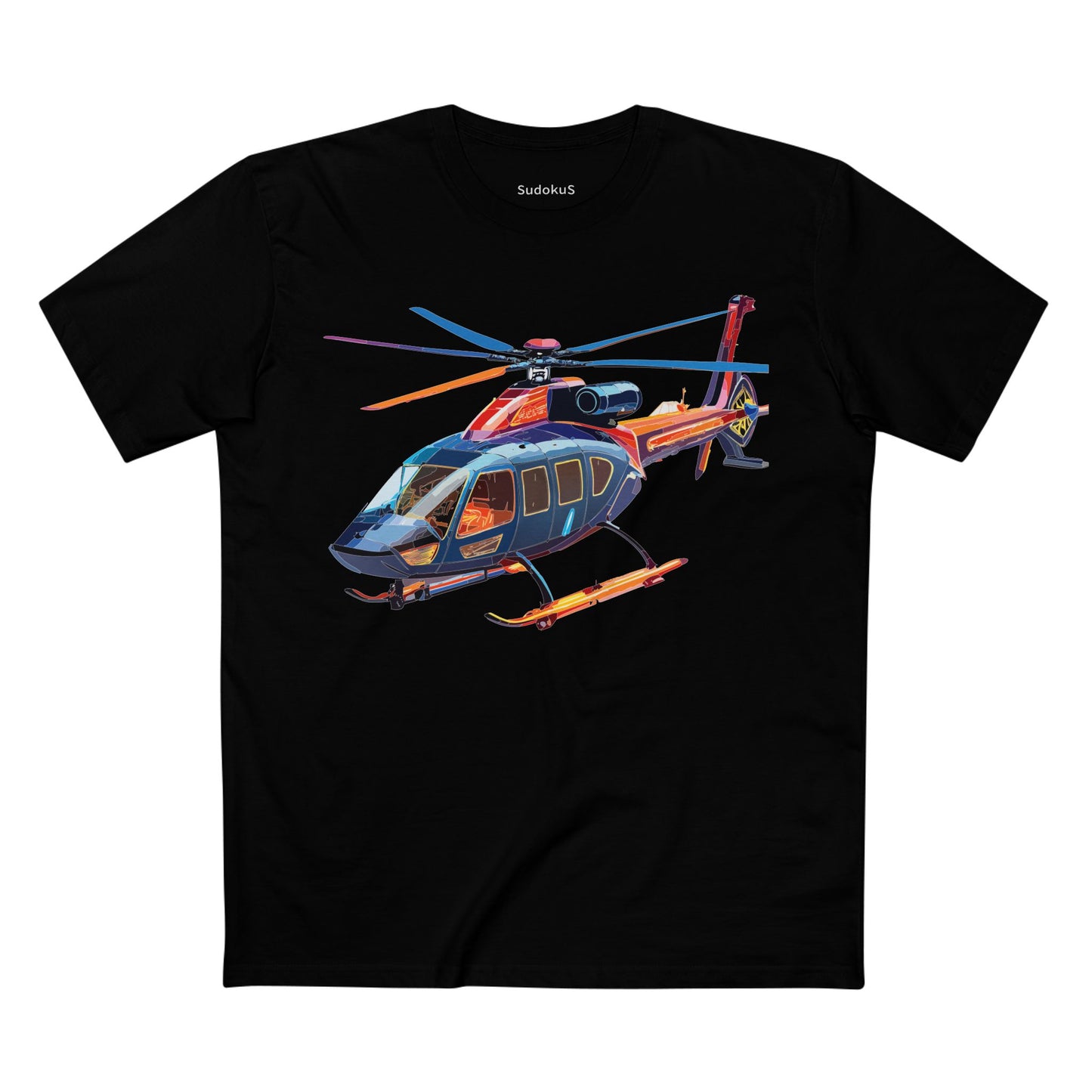 Helicopter Tee Unisex Premium Cotton Shirt With Unique Art Design Graphic Crew Neck Regular Fit