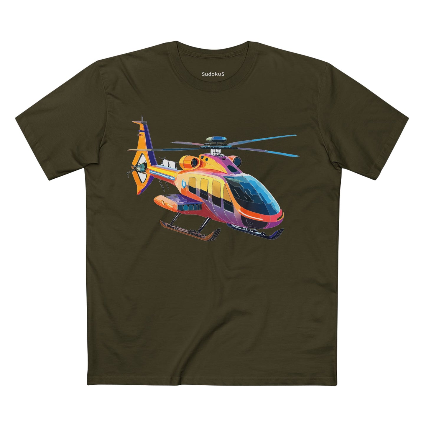 Unisex Helicopter Art Shirt Premium Cotton Tee With Regular Fit Crew Neck 100 Percent Cotton