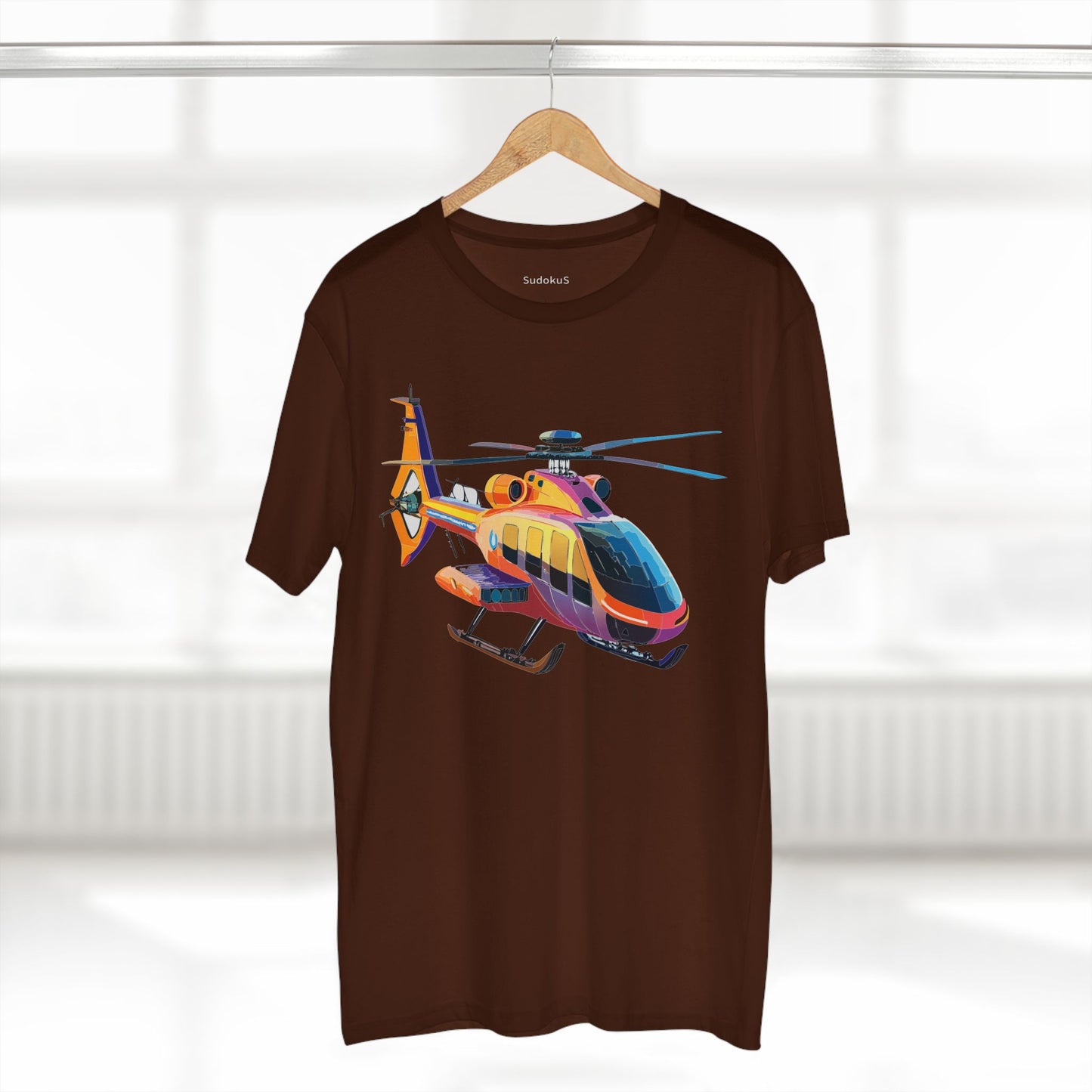 Unisex Helicopter Art Shirt Premium Cotton Tee With Regular Fit Crew Neck 100 Percent Cotton