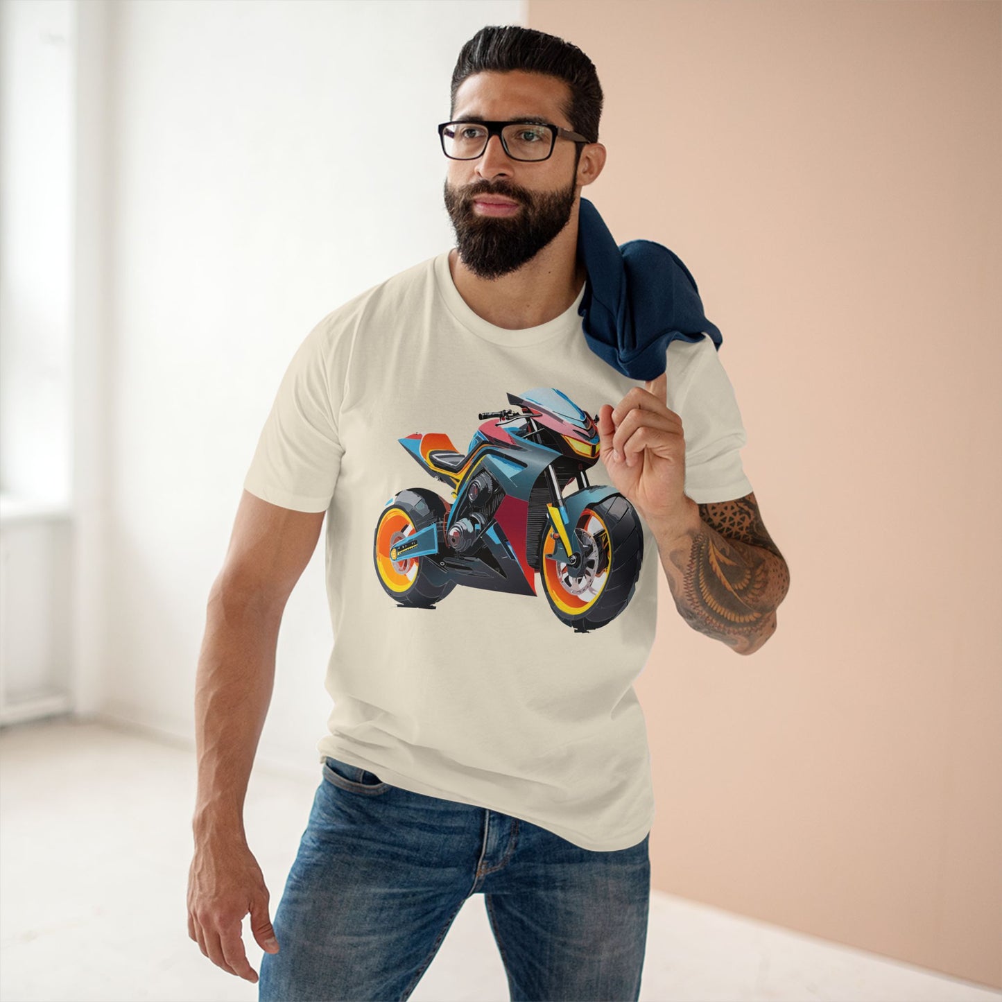 Unisex Premium Cotton Tee With Unique Art Design Bike And Moto Shirt Regular Fit Crew Neck