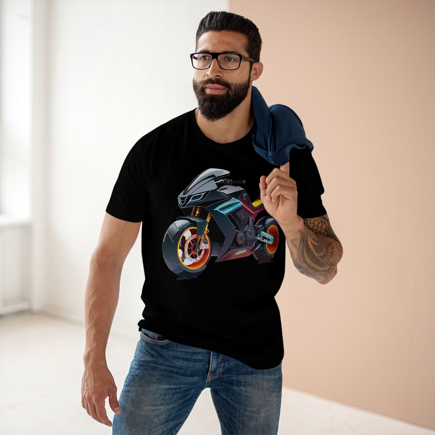 Unisex Premium Cotton Bike Shirt Moto Tee With Unique Art Design Regular Fit Preshrunk Crew Neck