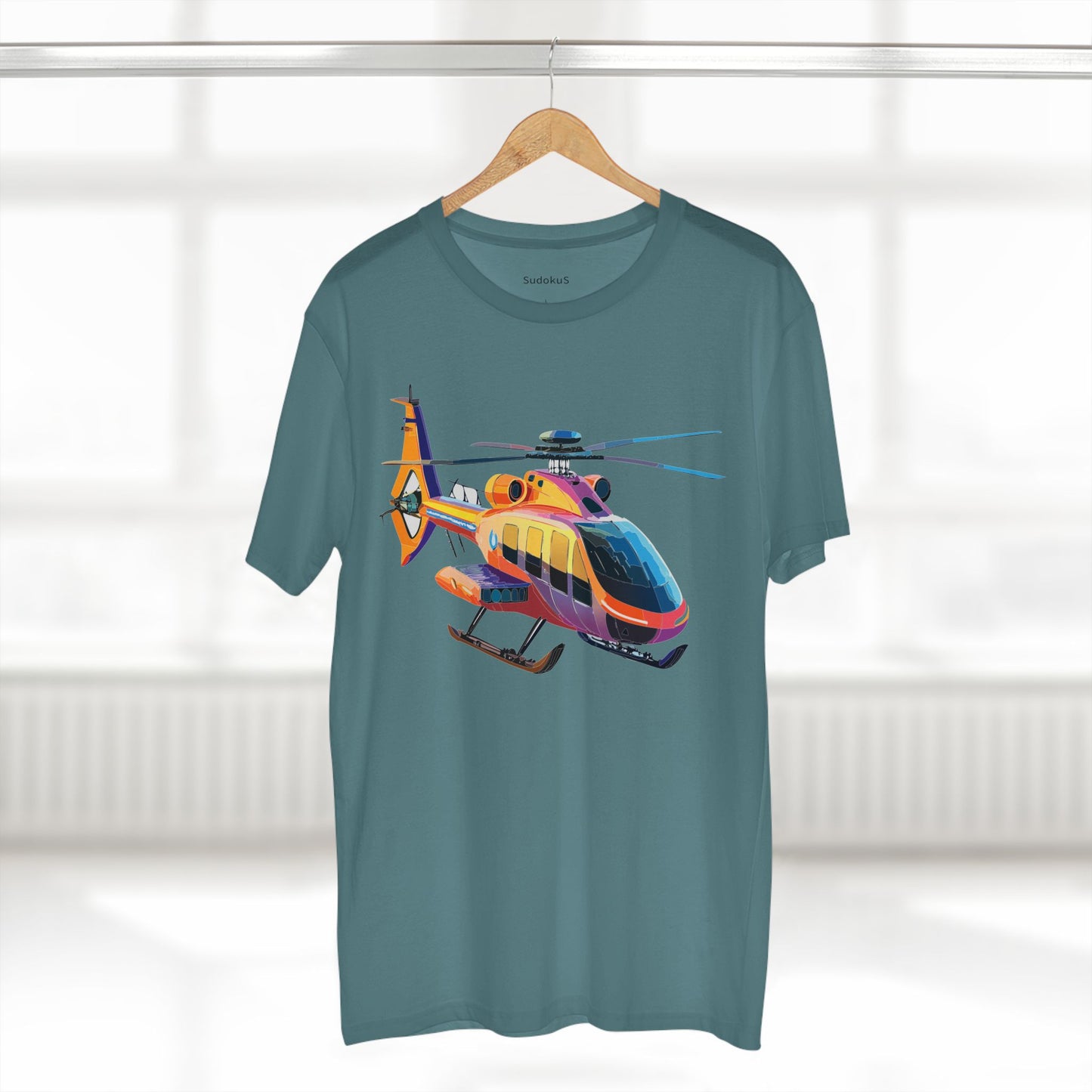 Unisex Helicopter Art Shirt Premium Cotton Tee With Regular Fit Crew Neck 100 Percent Cotton