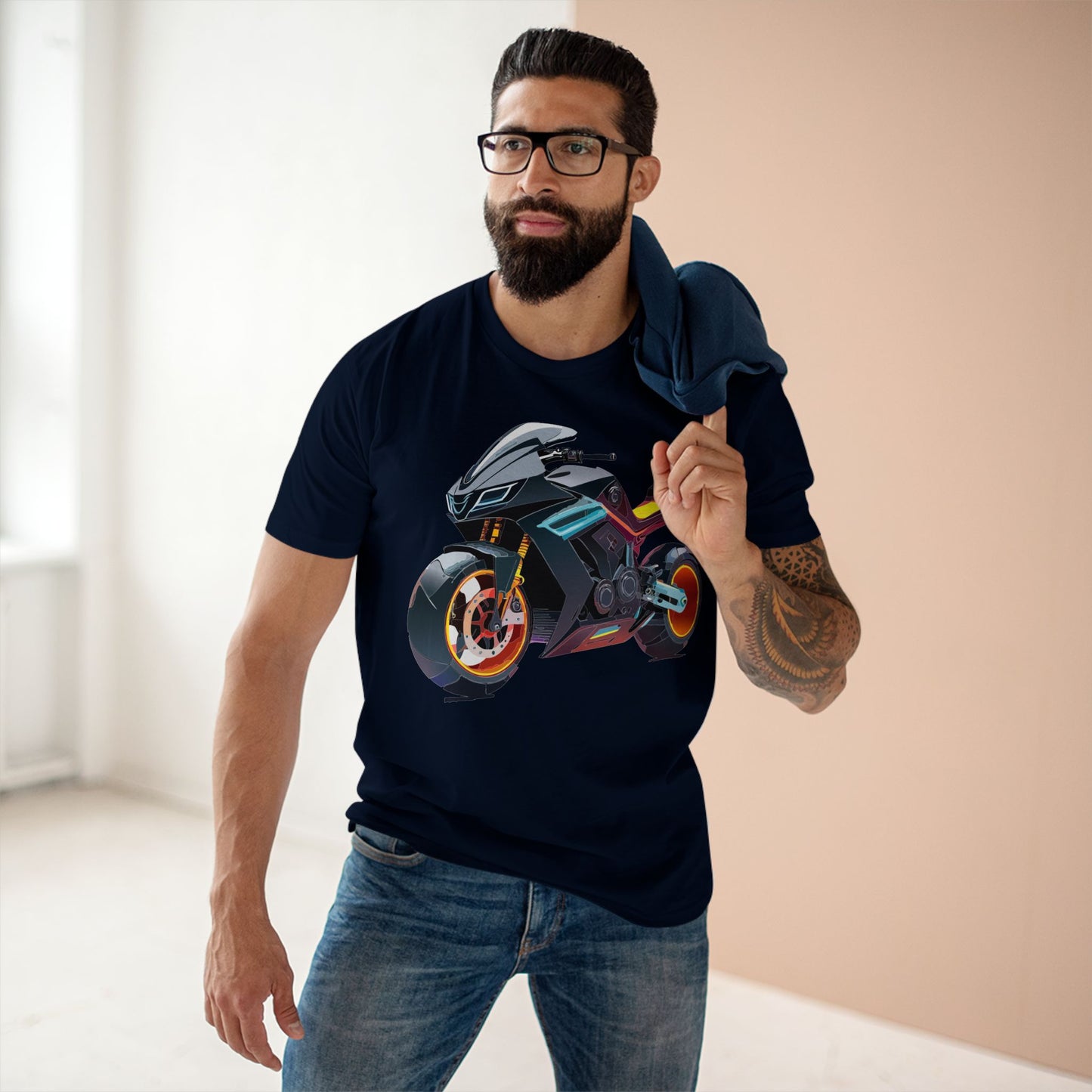Unisex Premium Cotton Bike Shirt Moto Tee With Unique Art Design Regular Fit Preshrunk Crew Neck