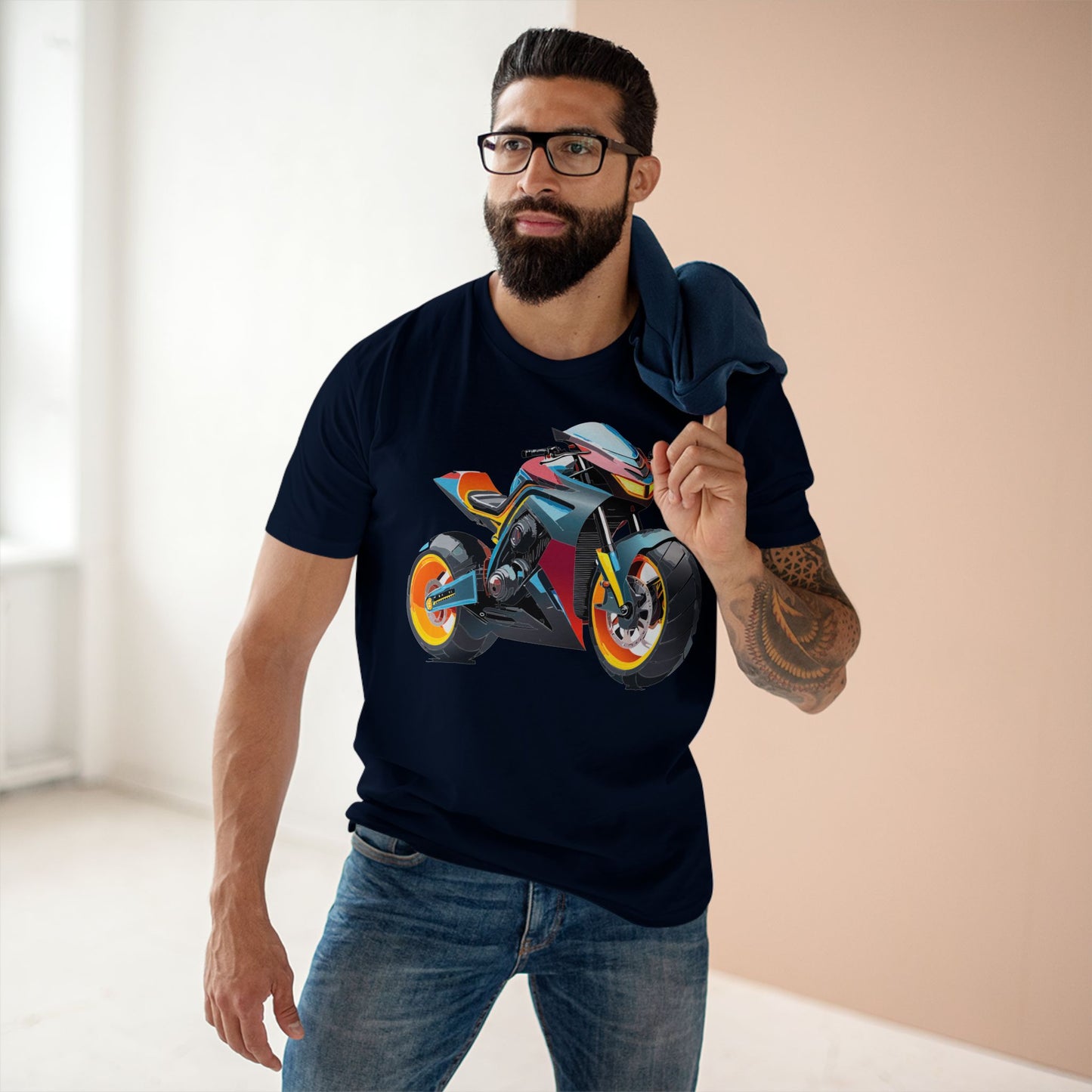 Unisex Premium Cotton Tee With Unique Art Design Bike And Moto Shirt Regular Fit Crew Neck