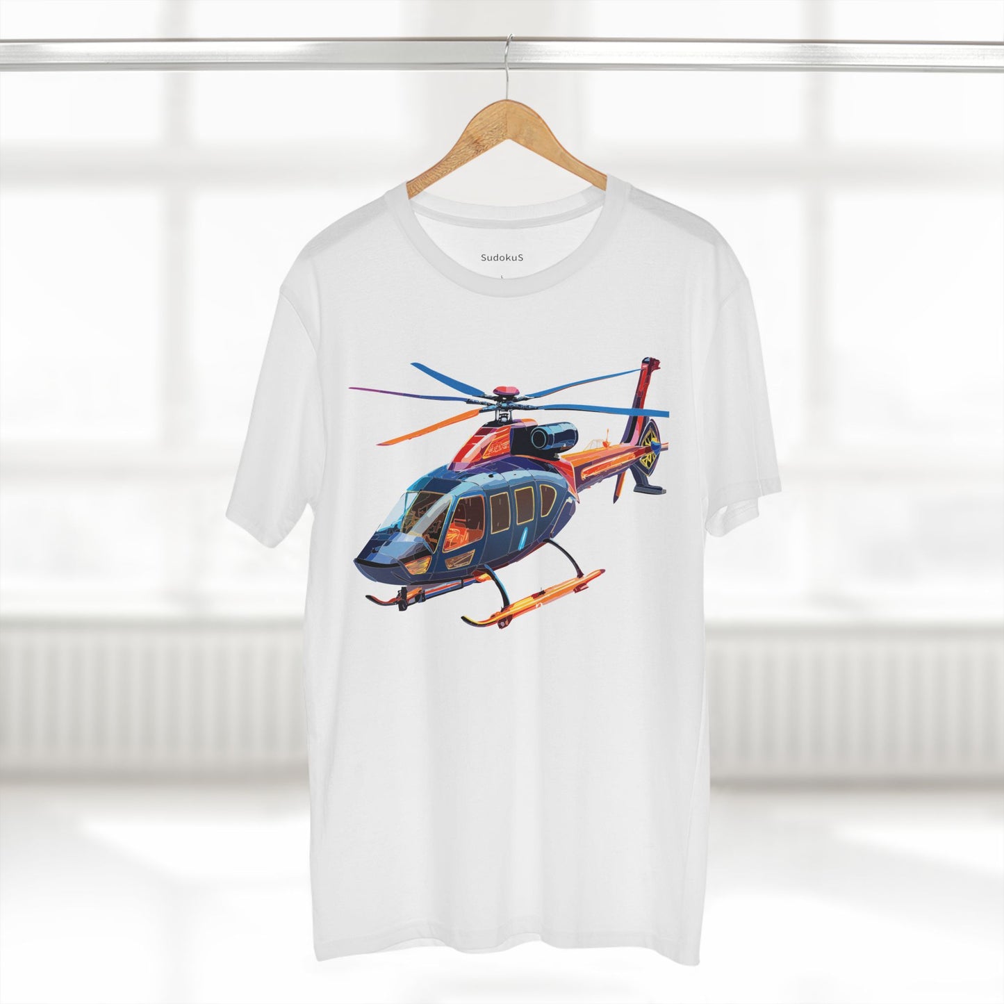 Helicopter Tee Unisex Premium Cotton Shirt With Unique Art Design Graphic Crew Neck Regular Fit