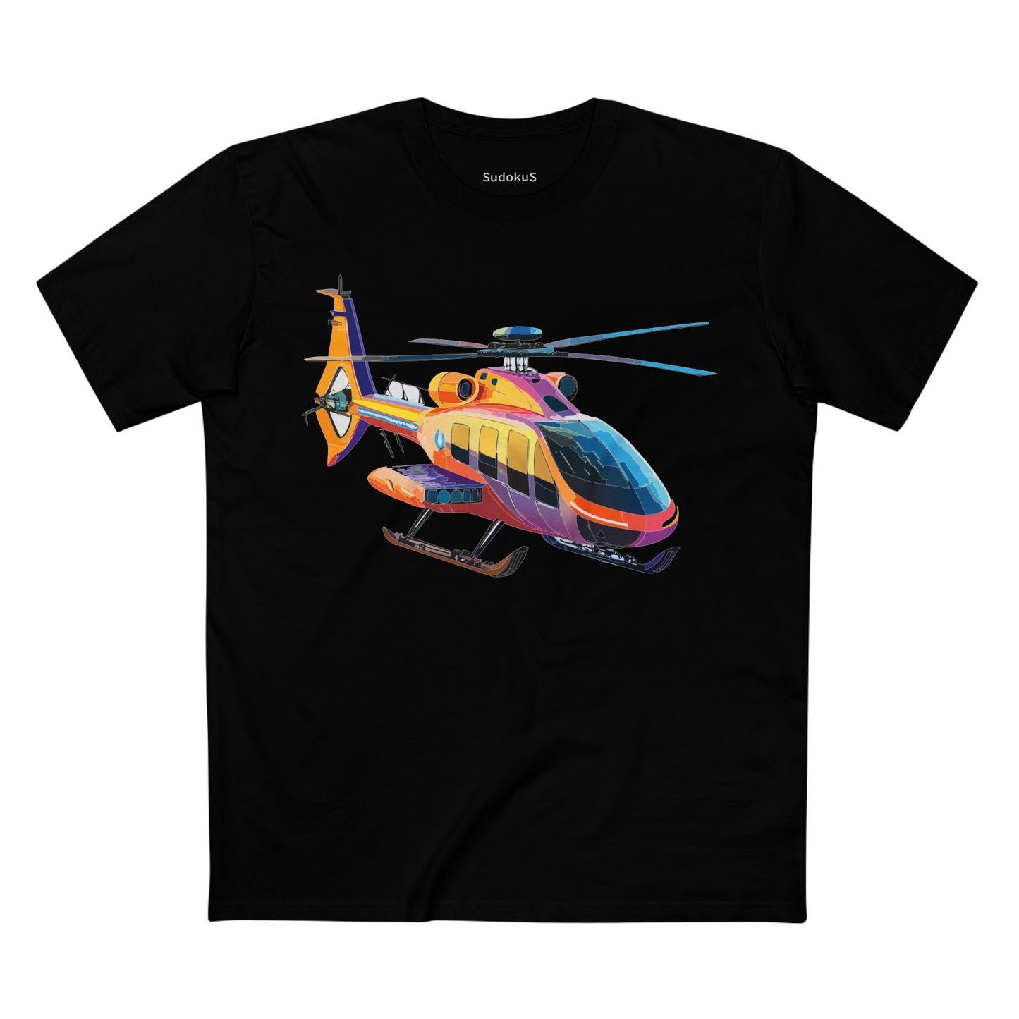 Unisex Helicopter Art Shirt Premium Cotton Tee With Regular Fit Crew Neck 100 Percent Cotton