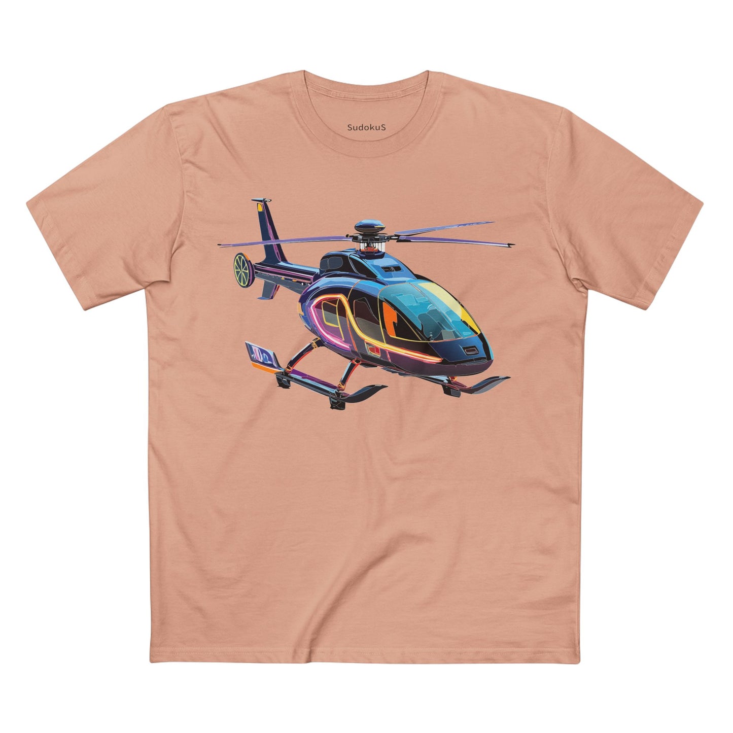 Unisex Helicopter Art Tee Premium Cotton Regular Fit Crew Neck Shirt Preshrunk Durable