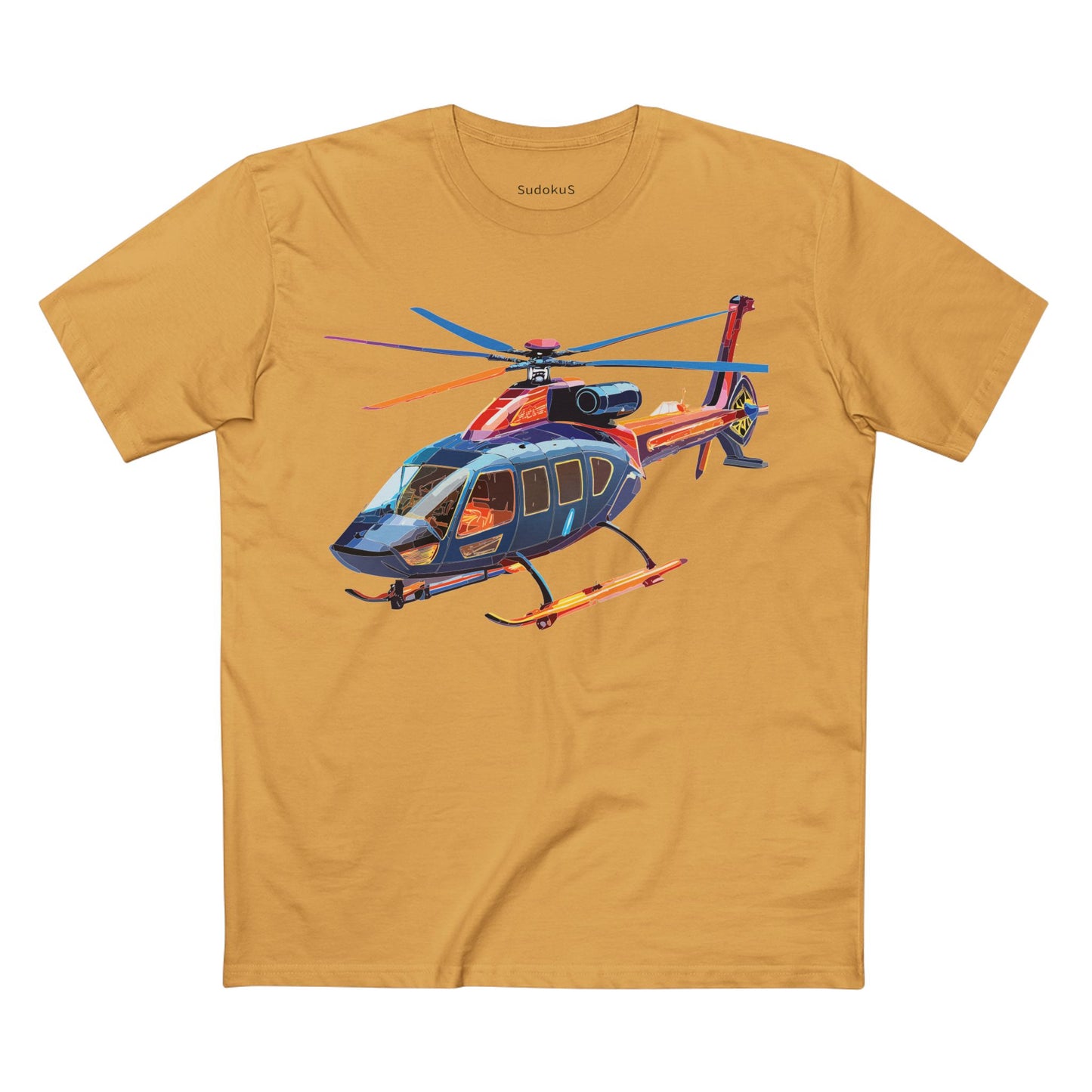 Helicopter Tee Unisex Premium Cotton Shirt With Unique Art Design Graphic Crew Neck Regular Fit