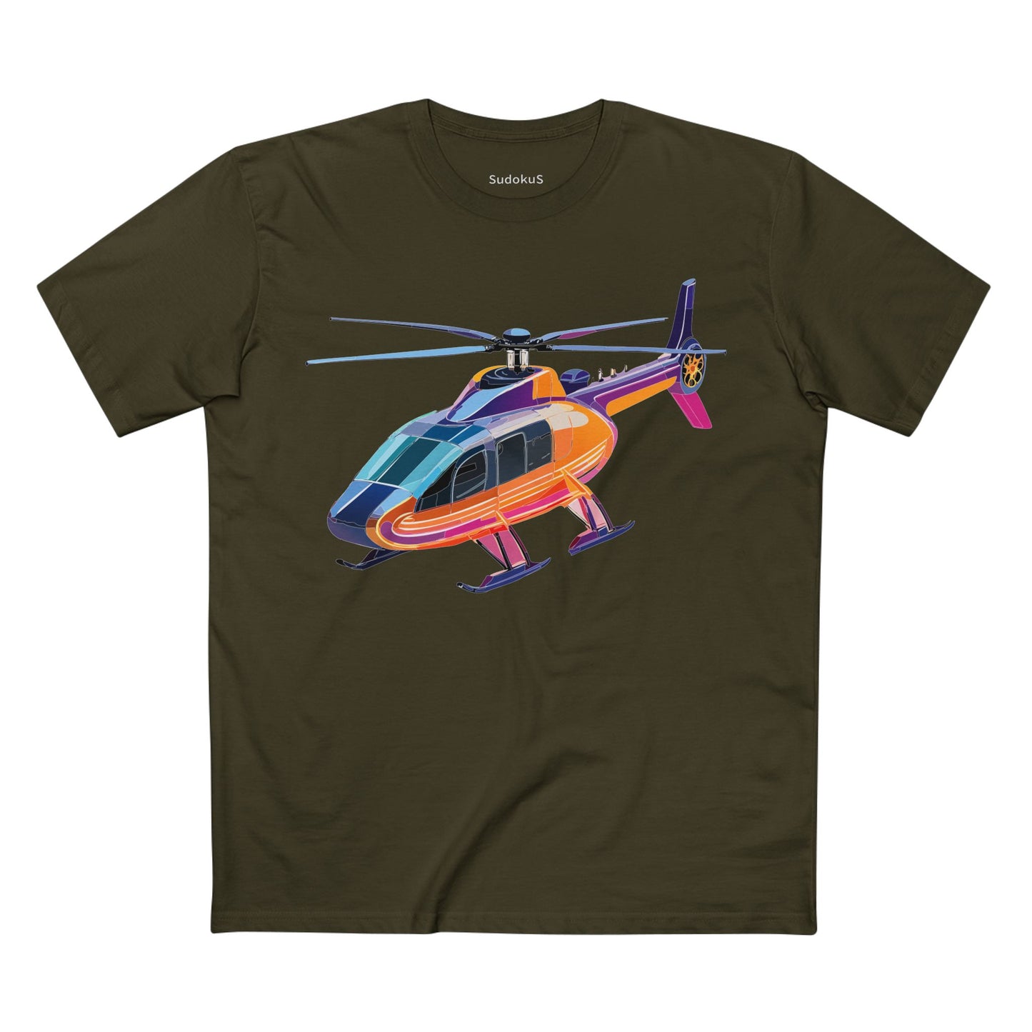 Helicopter Chopper Shirt Unisex Premium Cotton Tee With Unique Art Design Graphic Print Crew Neck
