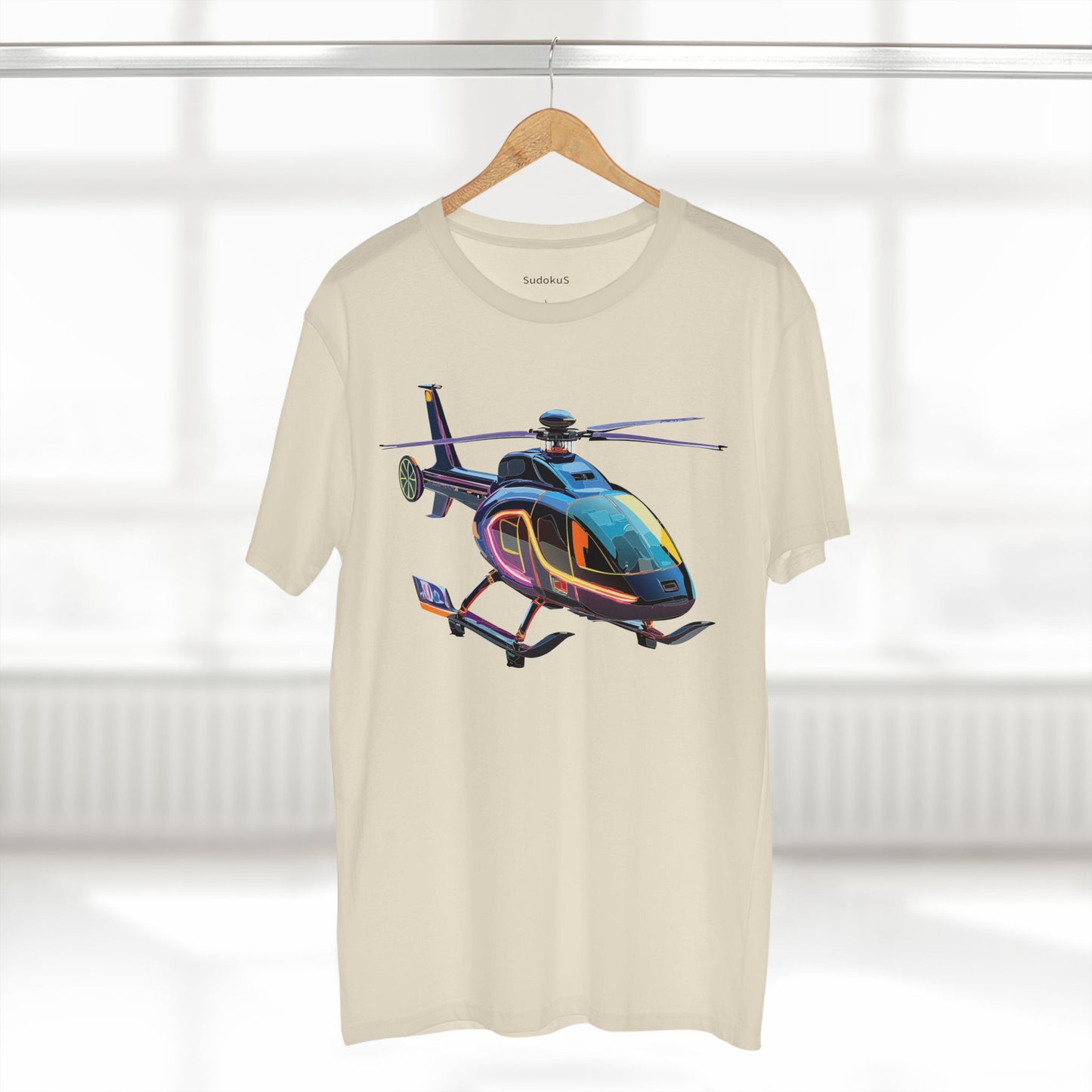 Unisex Helicopter Art Tee Premium Cotton Regular Fit Crew Neck Shirt Preshrunk Durable