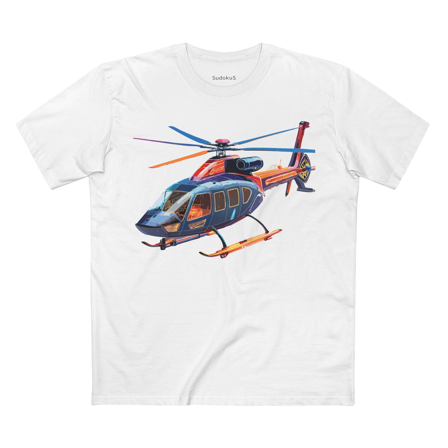 Helicopter Tee Unisex Premium Cotton Shirt With Unique Art Design Graphic Crew Neck Regular Fit