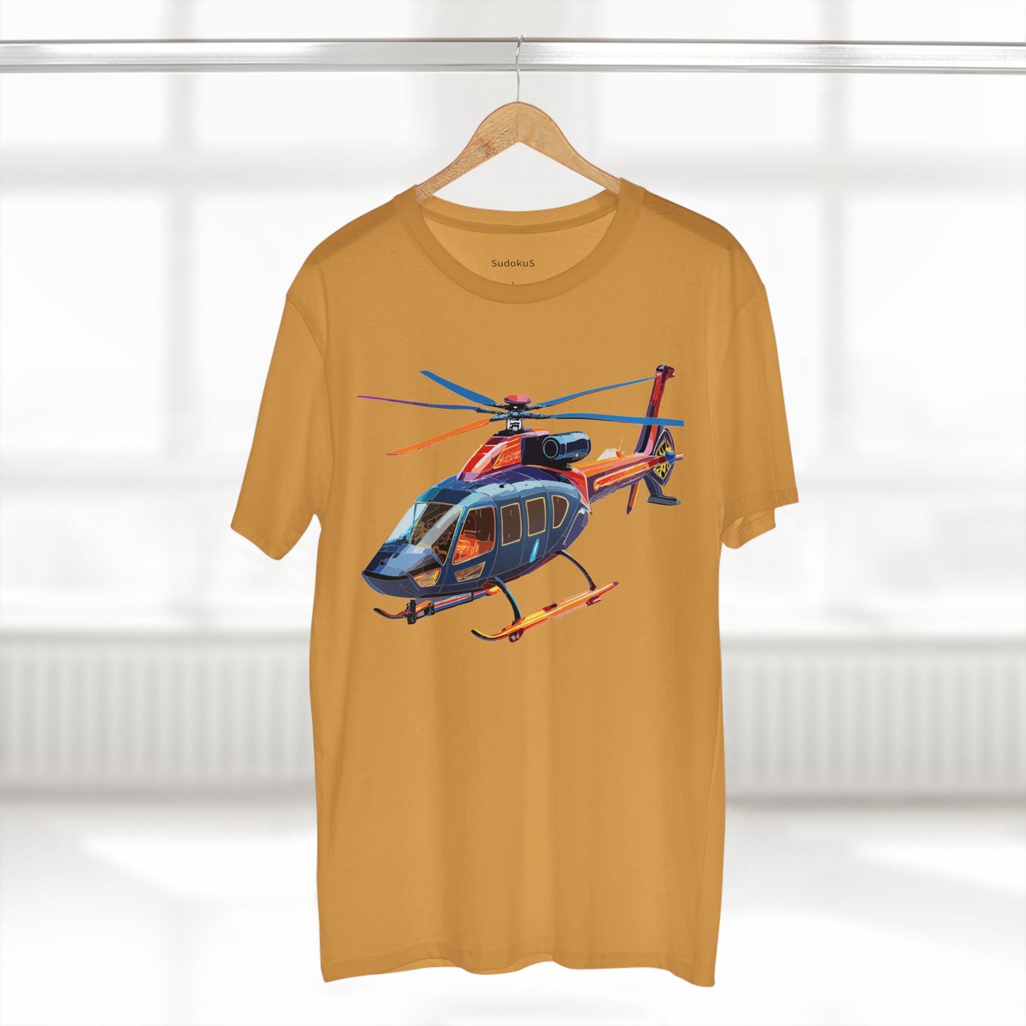 Helicopter Tee Unisex Premium Cotton Shirt With Unique Art Design Graphic Crew Neck Regular Fit