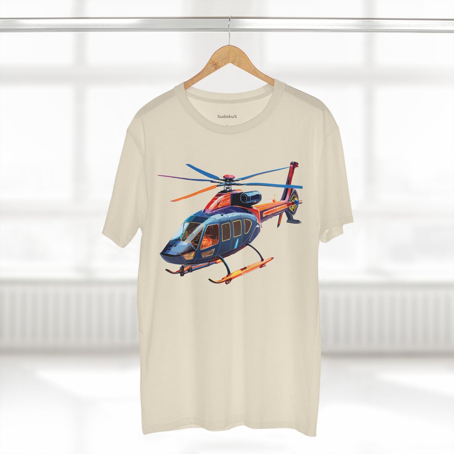 Helicopter Tee Unisex Premium Cotton Shirt With Unique Art Design Graphic Crew Neck Regular Fit