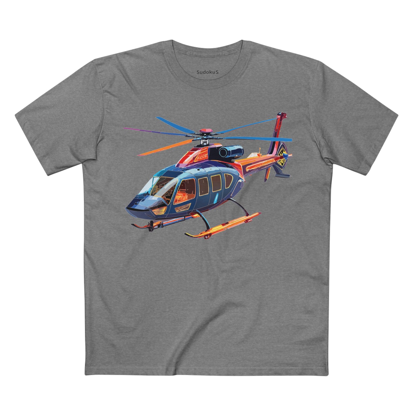 Helicopter Tee Unisex Premium Cotton Shirt With Unique Art Design Graphic Crew Neck Regular Fit