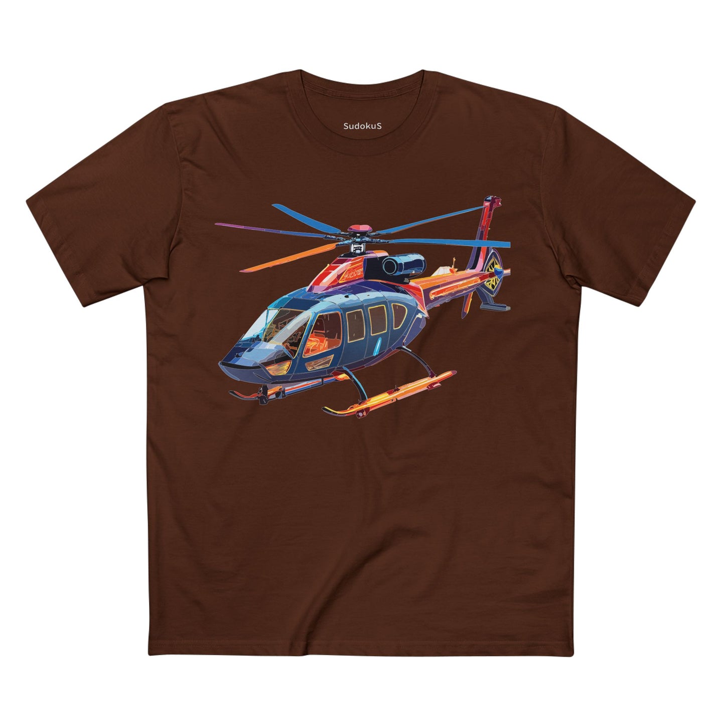 Helicopter Tee Unisex Premium Cotton Shirt With Unique Art Design Graphic Crew Neck Regular Fit