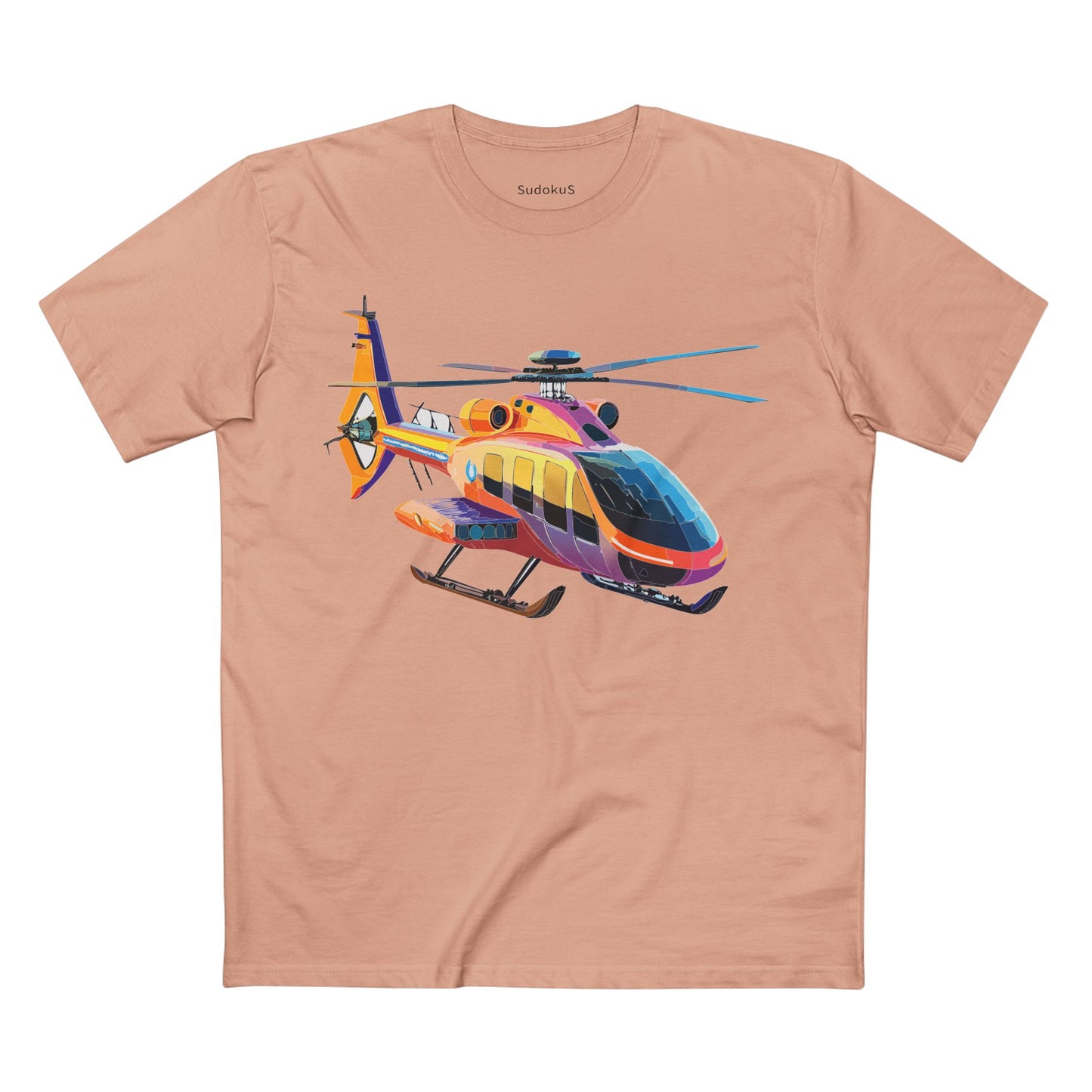 Unisex Helicopter Art Shirt Premium Cotton Tee With Regular Fit Crew Neck 100 Percent Cotton