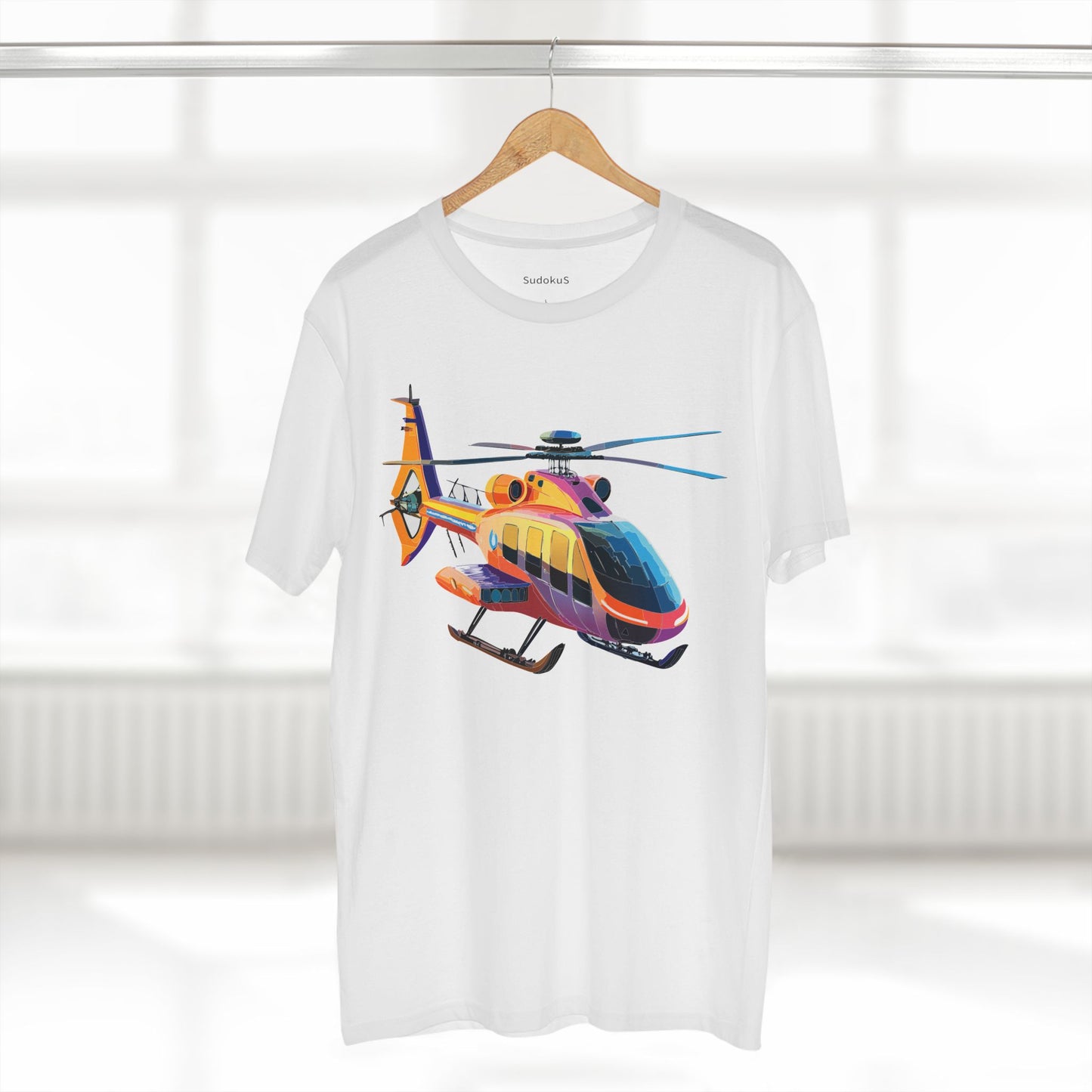 Unisex Helicopter Art Shirt Premium Cotton Tee With Regular Fit Crew Neck 100 Percent Cotton