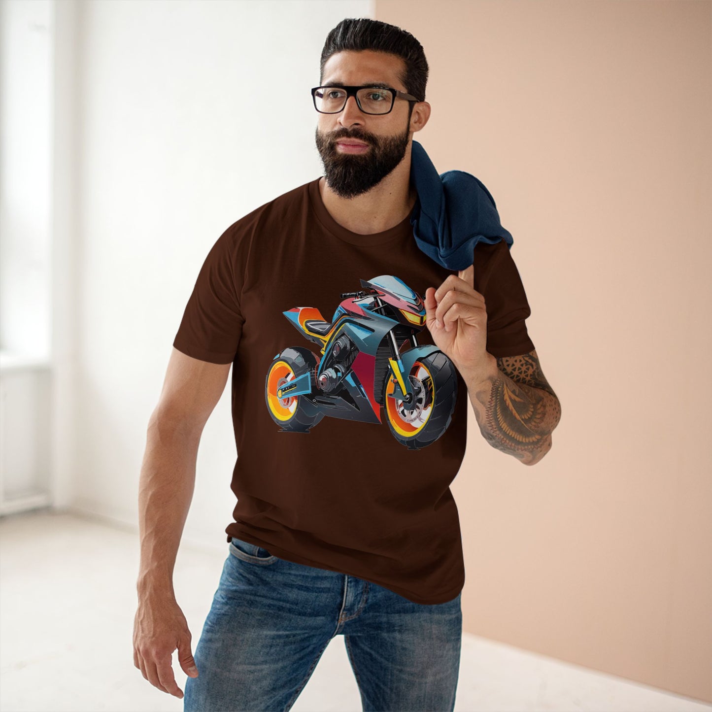 Unisex Premium Cotton Tee With Unique Art Design Bike And Moto Shirt Regular Fit Crew Neck