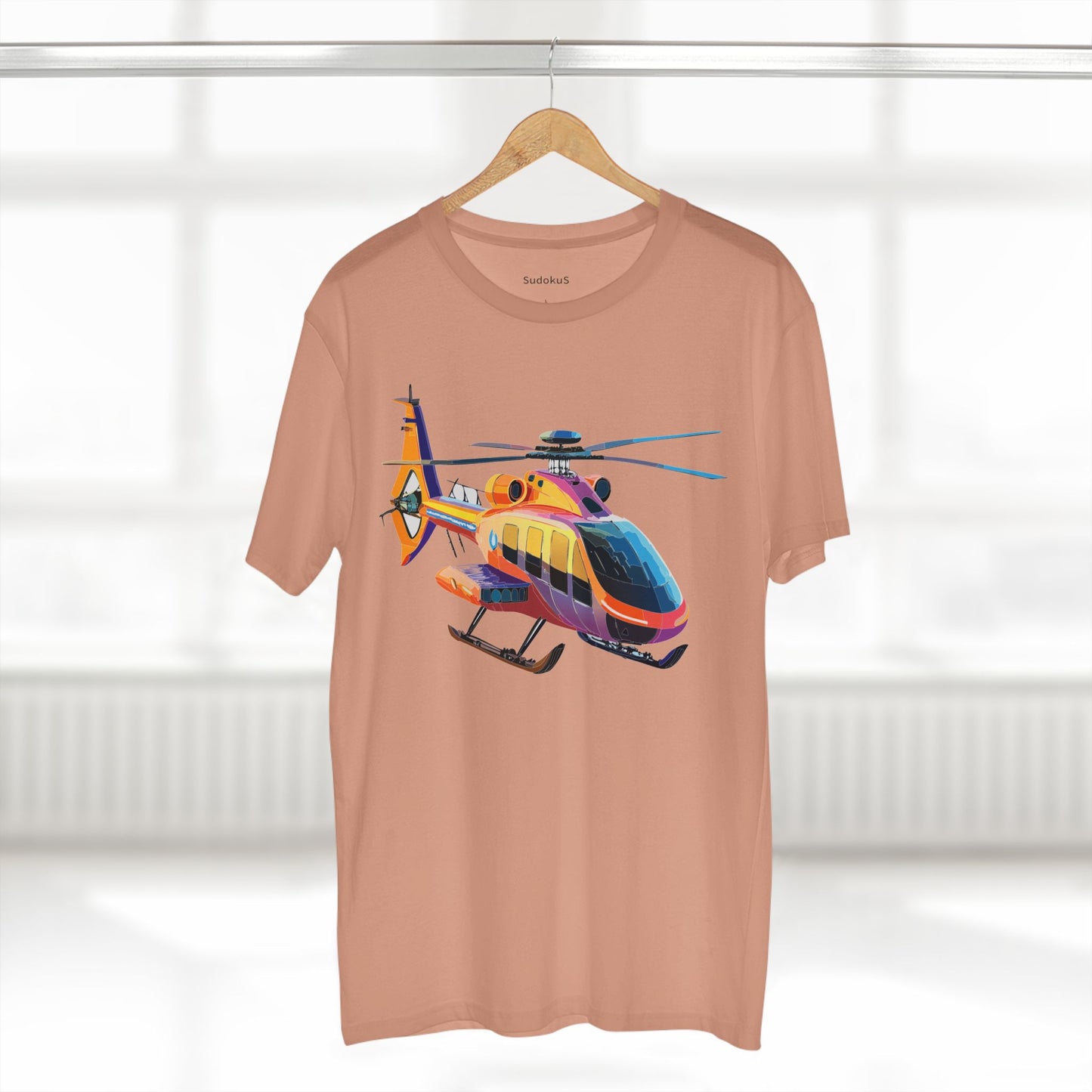 Unisex Helicopter Art Shirt Premium Cotton Tee With Regular Fit Crew Neck 100 Percent Cotton