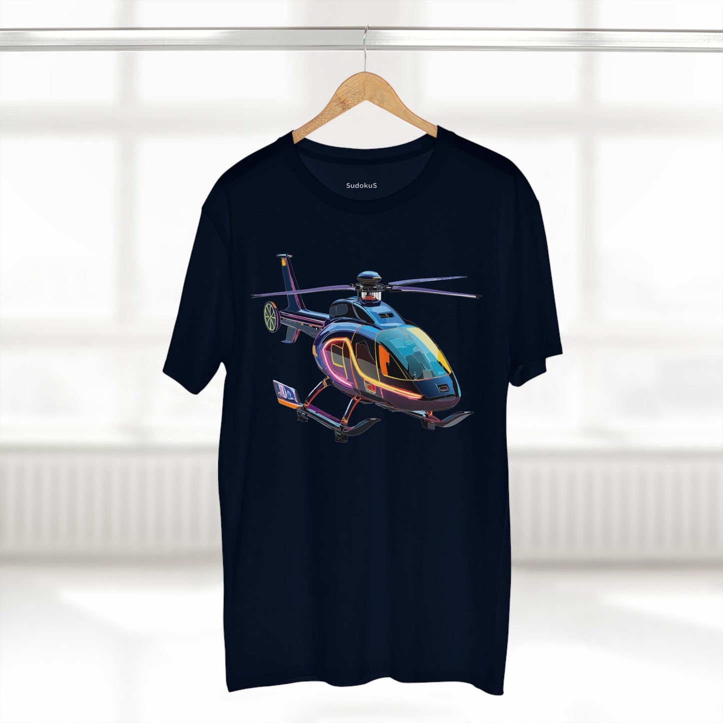 Unisex Helicopter Art Tee Premium Cotton Regular Fit Crew Neck Shirt Preshrunk Durable