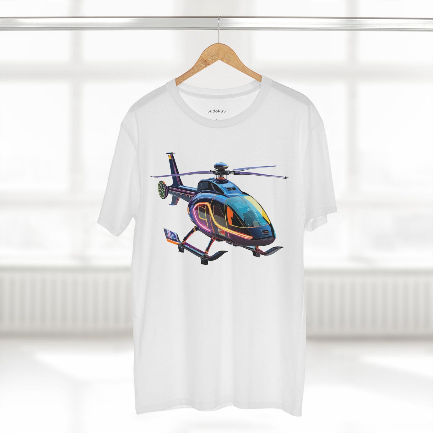 Unisex Helicopter Art Tee Premium Cotton Regular Fit Crew Neck Shirt Preshrunk Durable