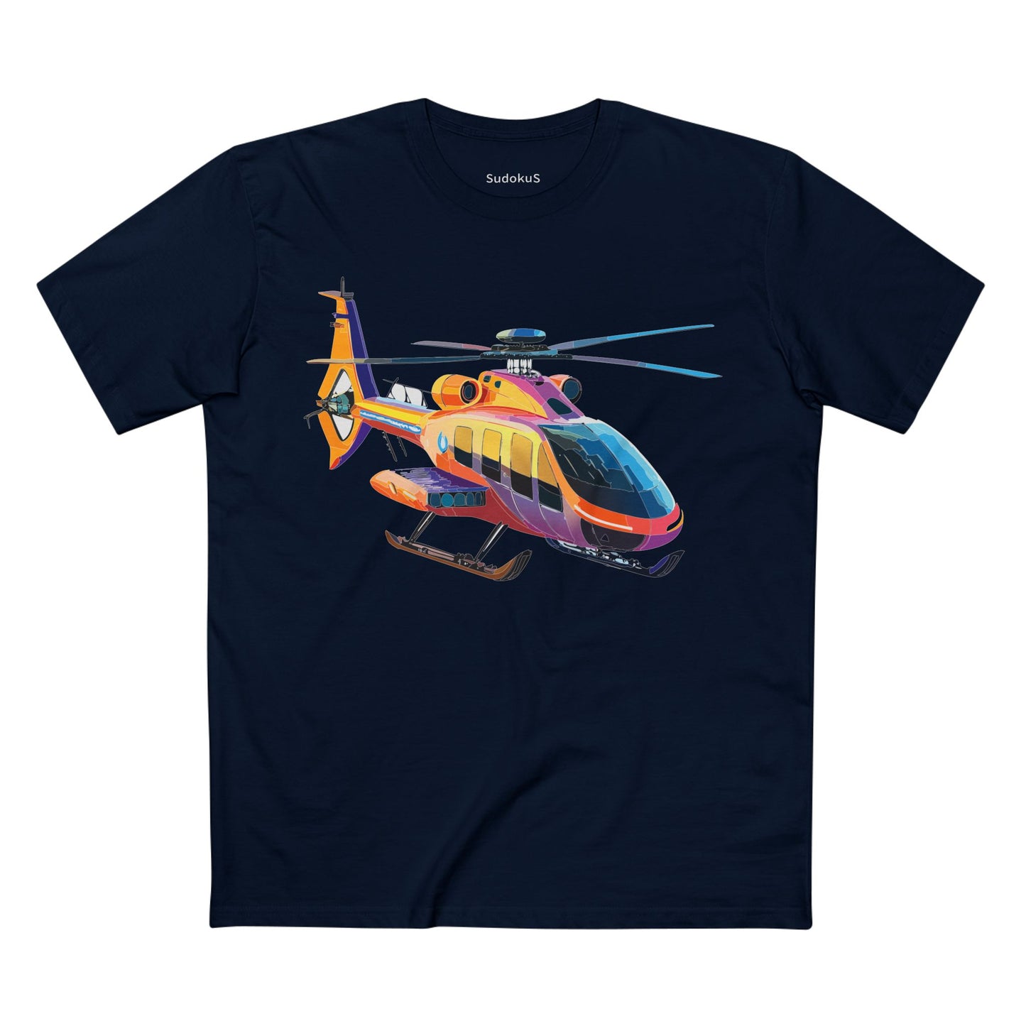Unisex Helicopter Art Shirt Premium Cotton Tee With Regular Fit Crew Neck 100 Percent Cotton