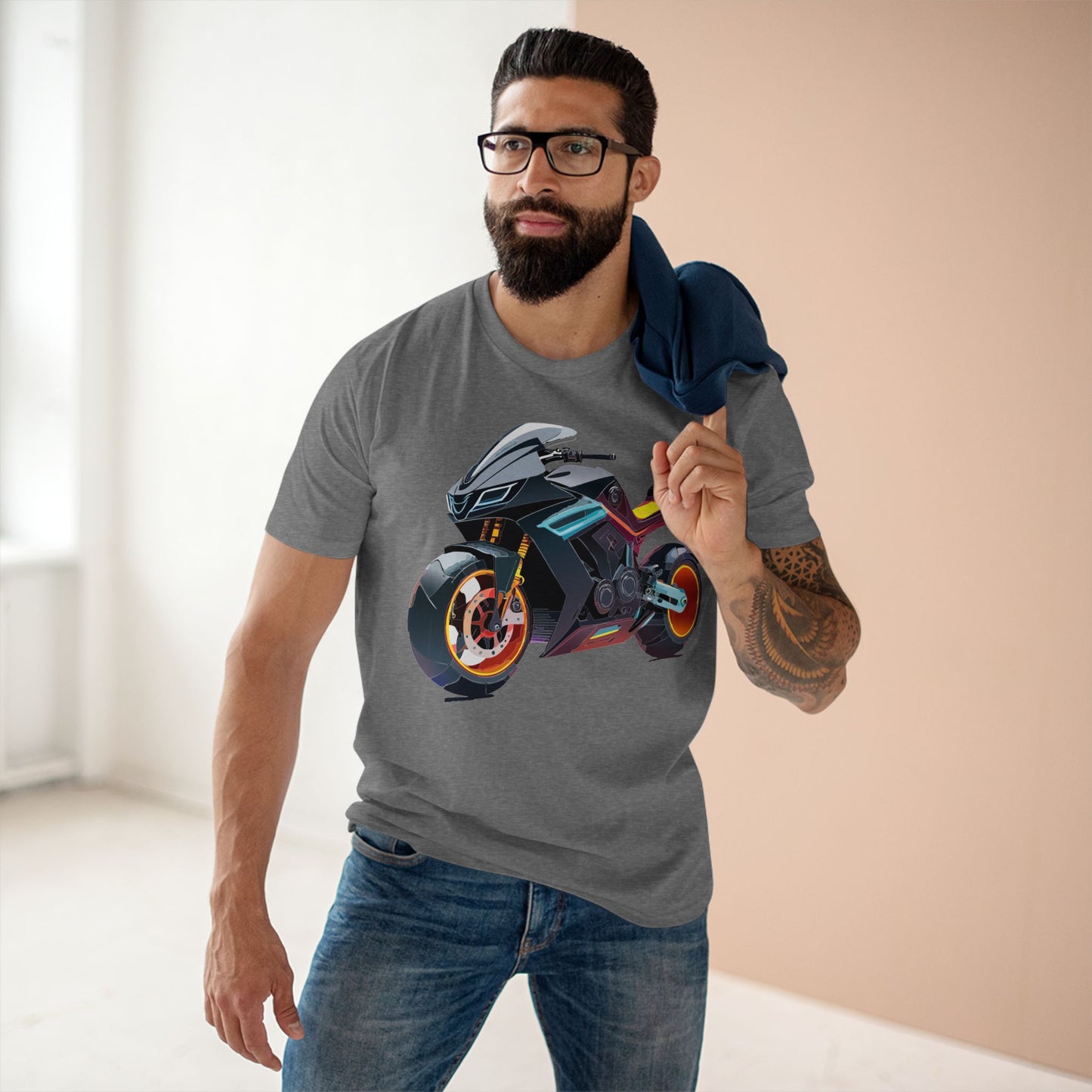 Unisex Premium Cotton Bike Shirt Moto Tee With Unique Art Design Regular Fit Preshrunk Crew Neck