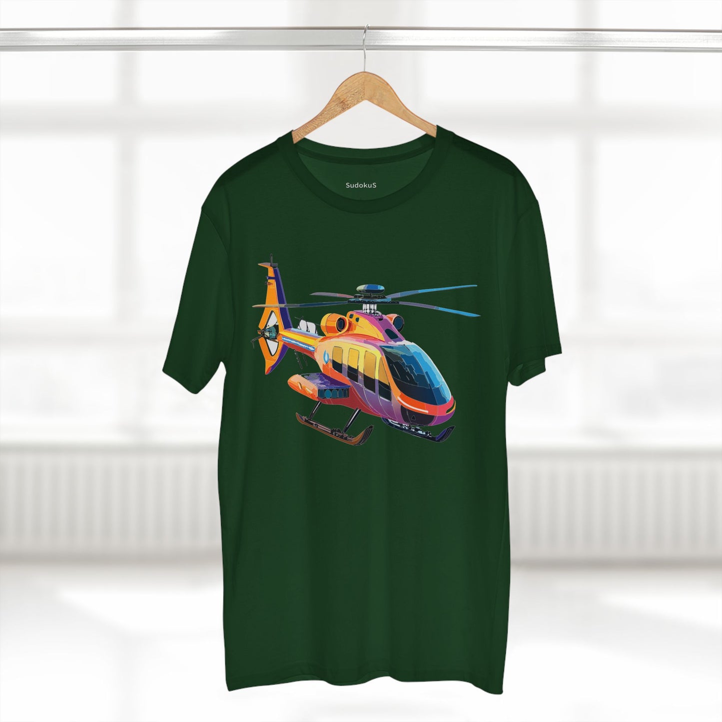 Unisex Helicopter Art Shirt Premium Cotton Tee With Regular Fit Crew Neck 100 Percent Cotton