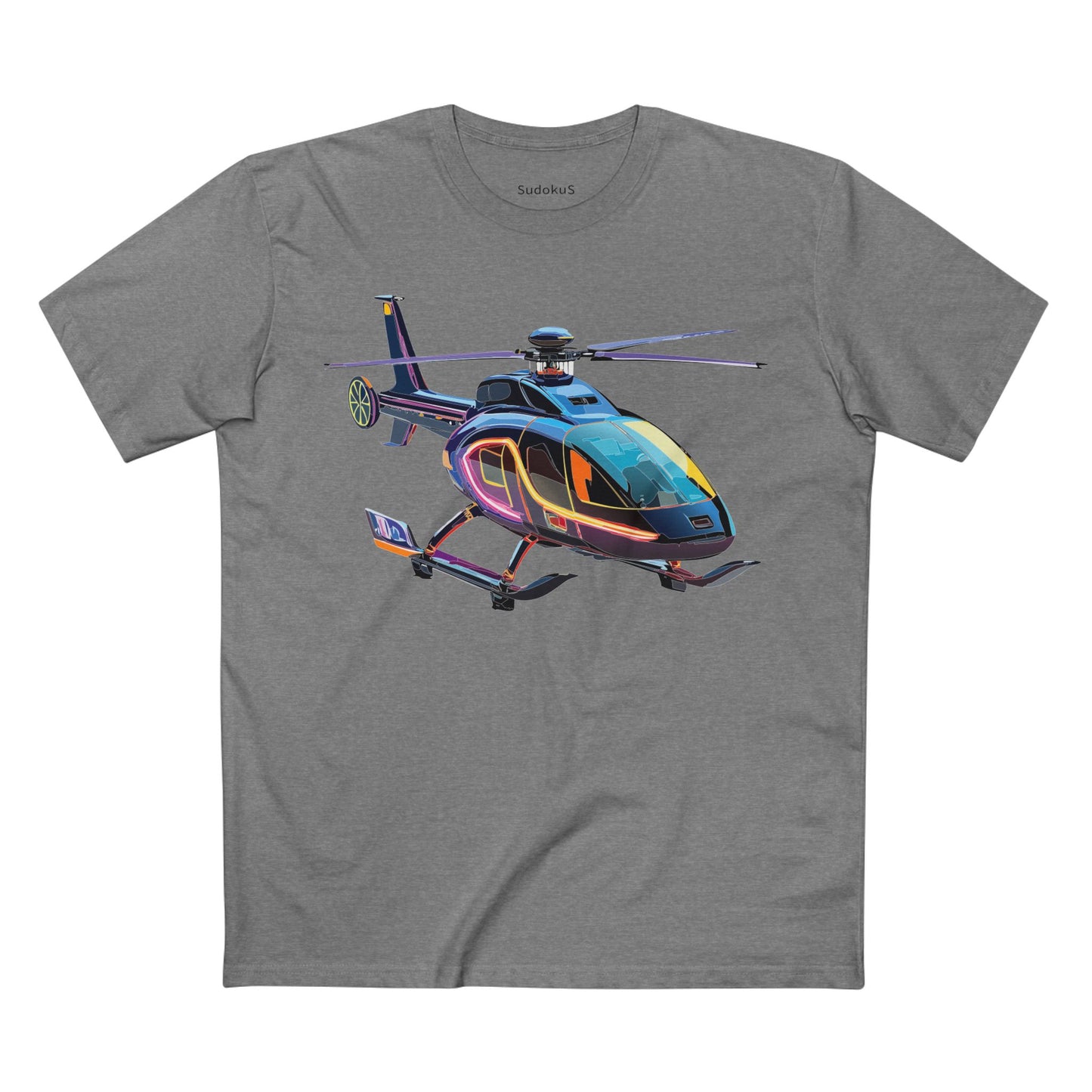 Unisex Helicopter Art Tee Premium Cotton Regular Fit Crew Neck Shirt Preshrunk Durable