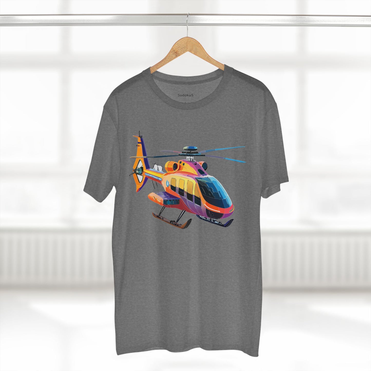 Unisex Helicopter Art Shirt Premium Cotton Tee With Regular Fit Crew Neck 100 Percent Cotton