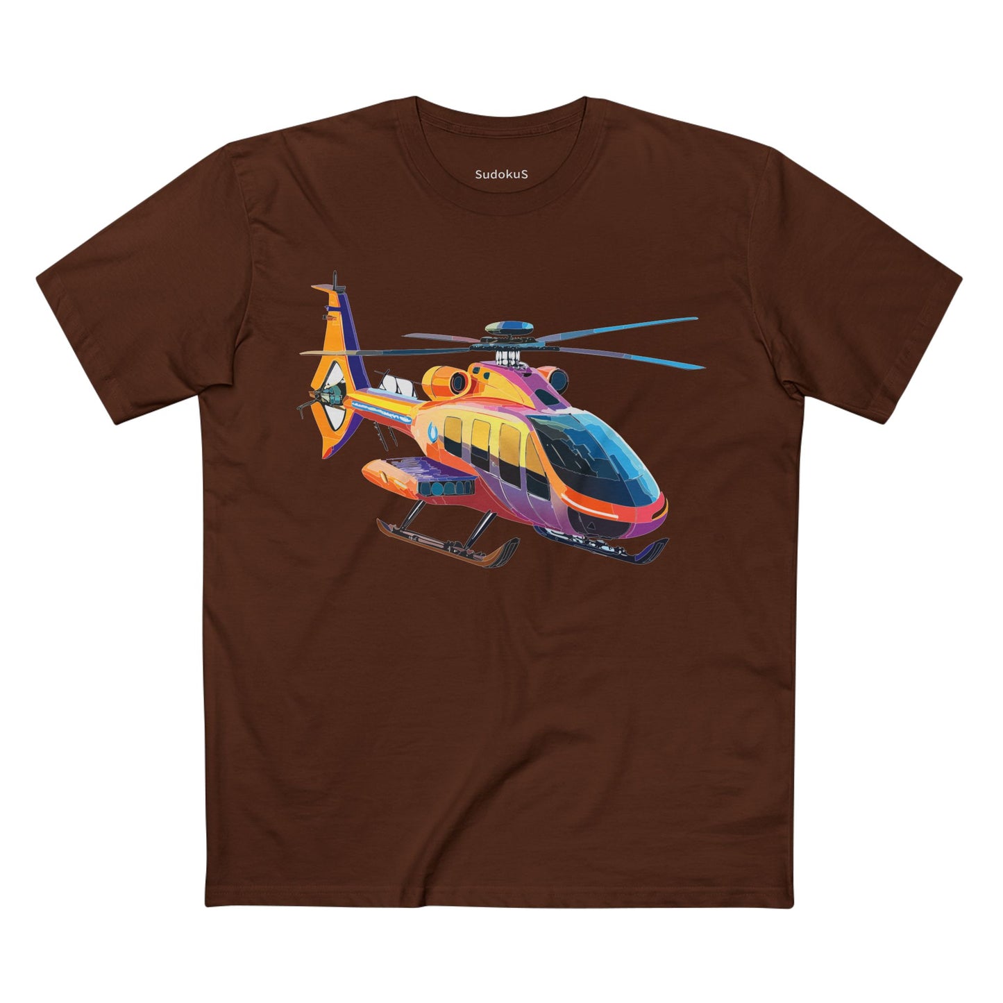 Unisex Helicopter Art Shirt Premium Cotton Tee With Regular Fit Crew Neck 100 Percent Cotton