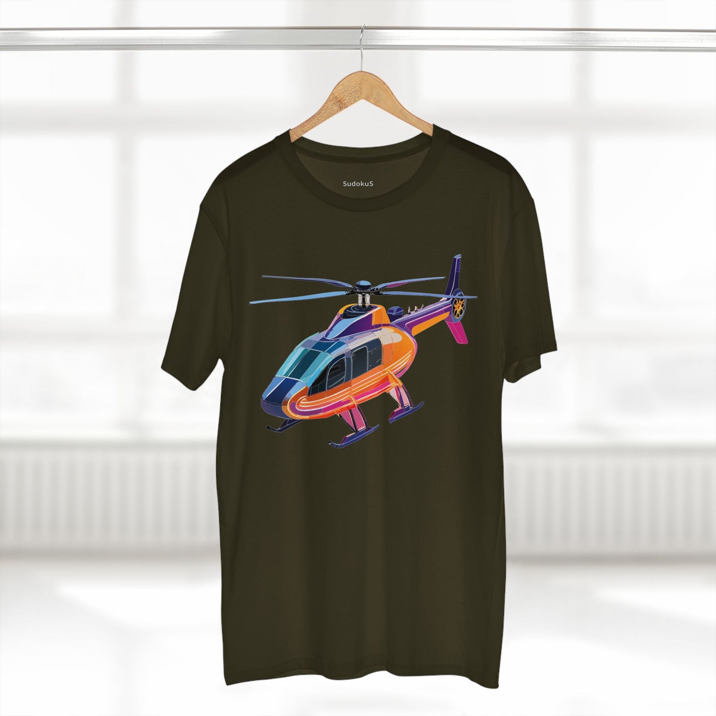 Helicopter Chopper Shirt Unisex Premium Cotton Tee With Unique Art Design Graphic Print Crew Neck