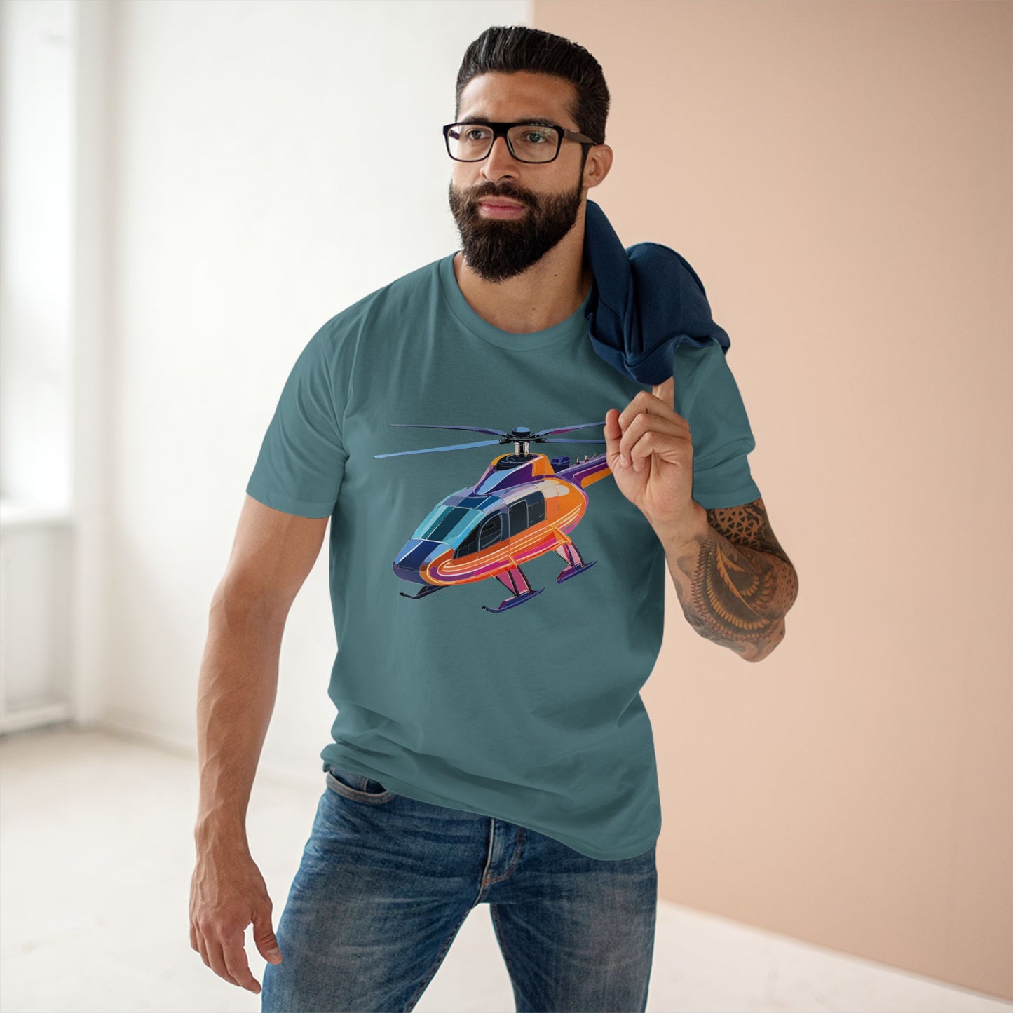Helicopter Chopper Shirt Unisex Premium Cotton Tee With Unique Art Design Graphic Print Crew Neck