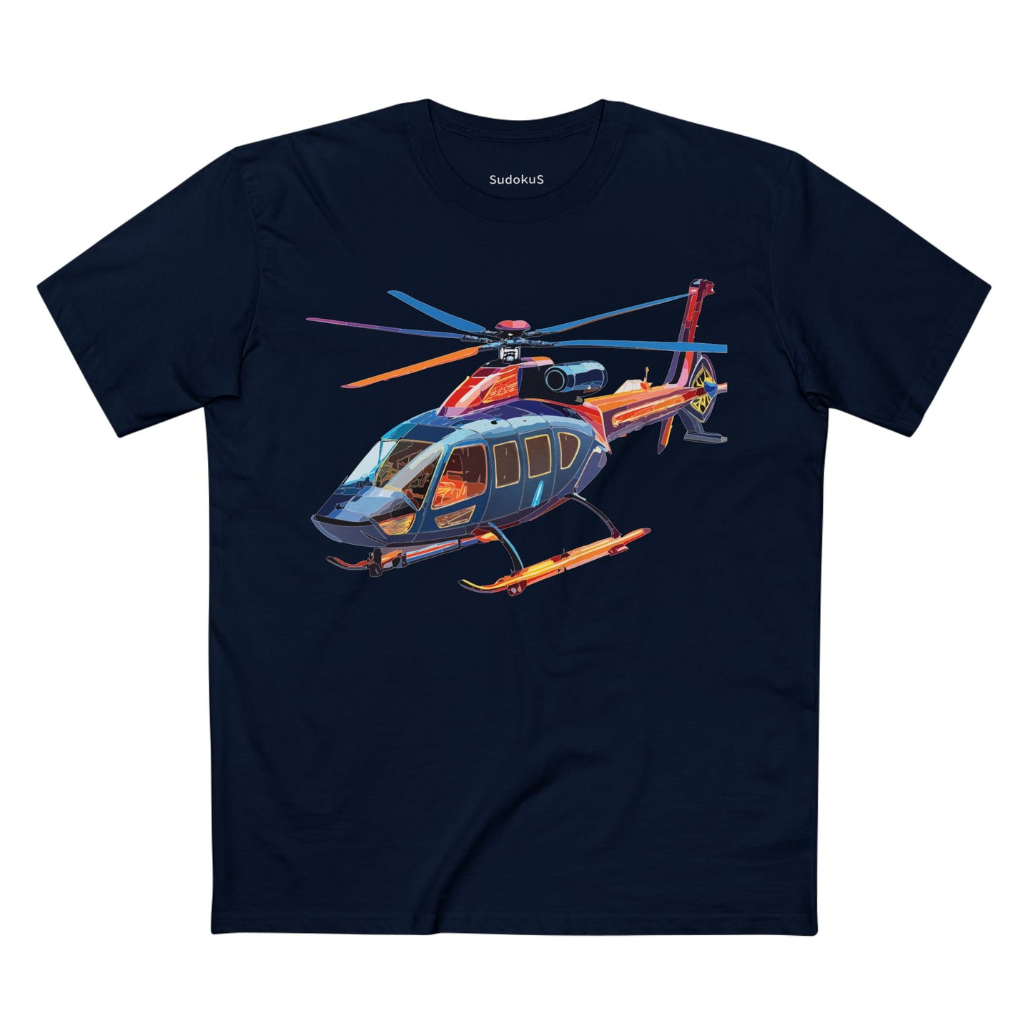 Helicopter Tee Unisex Premium Cotton Shirt With Unique Art Design Graphic Crew Neck Regular Fit