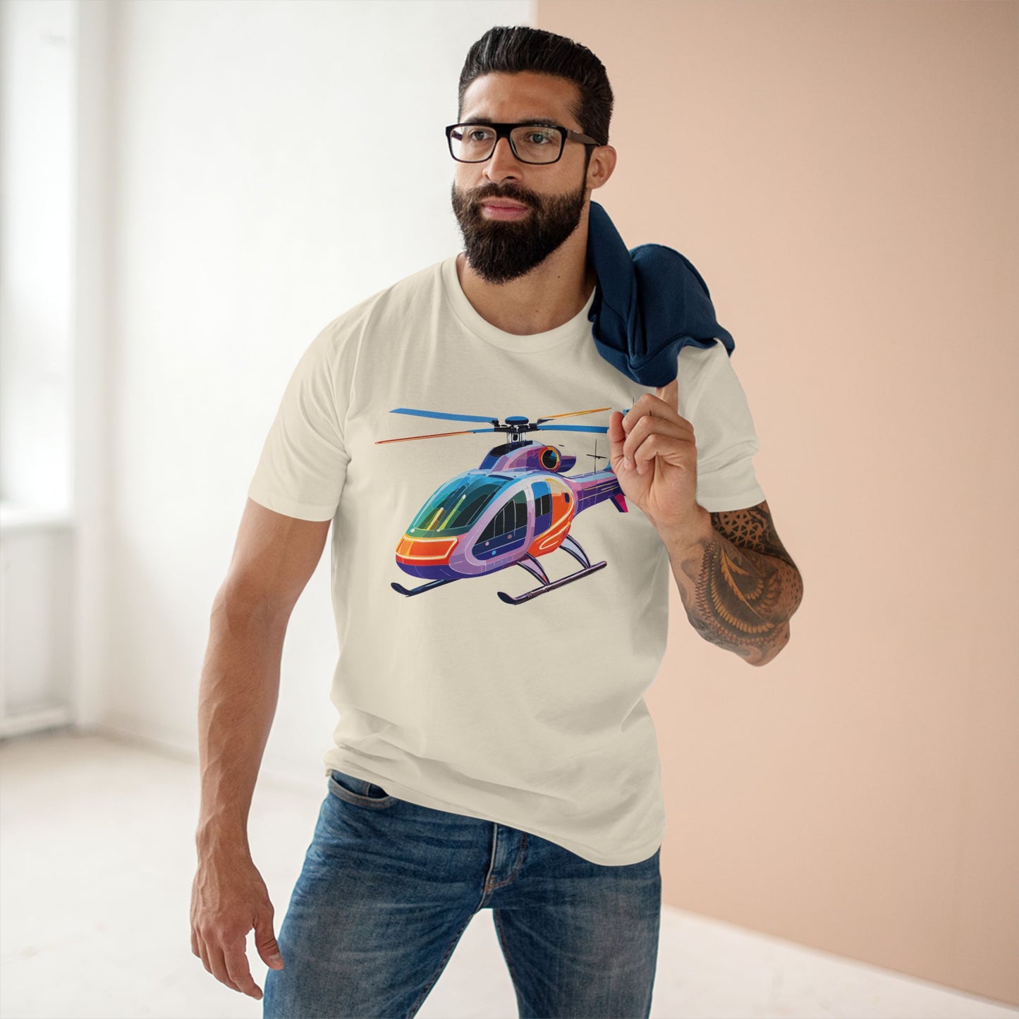Helicopter Art Tee Unisex Premium Cotton Chopper Shirt With Crew Neck Comfort Fit