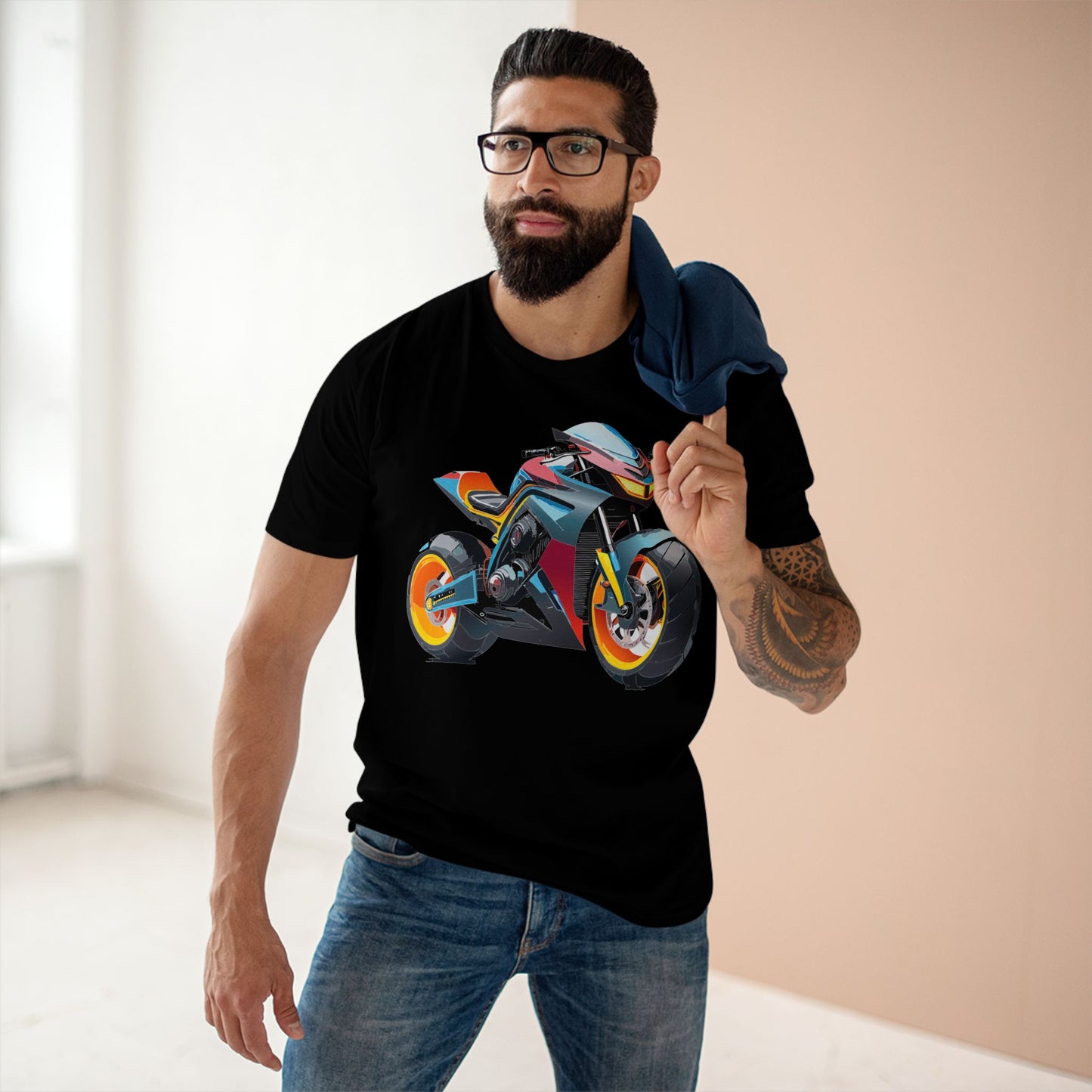 Unisex Premium Cotton Tee With Unique Art Design Bike And Moto Shirt Regular Fit Crew Neck