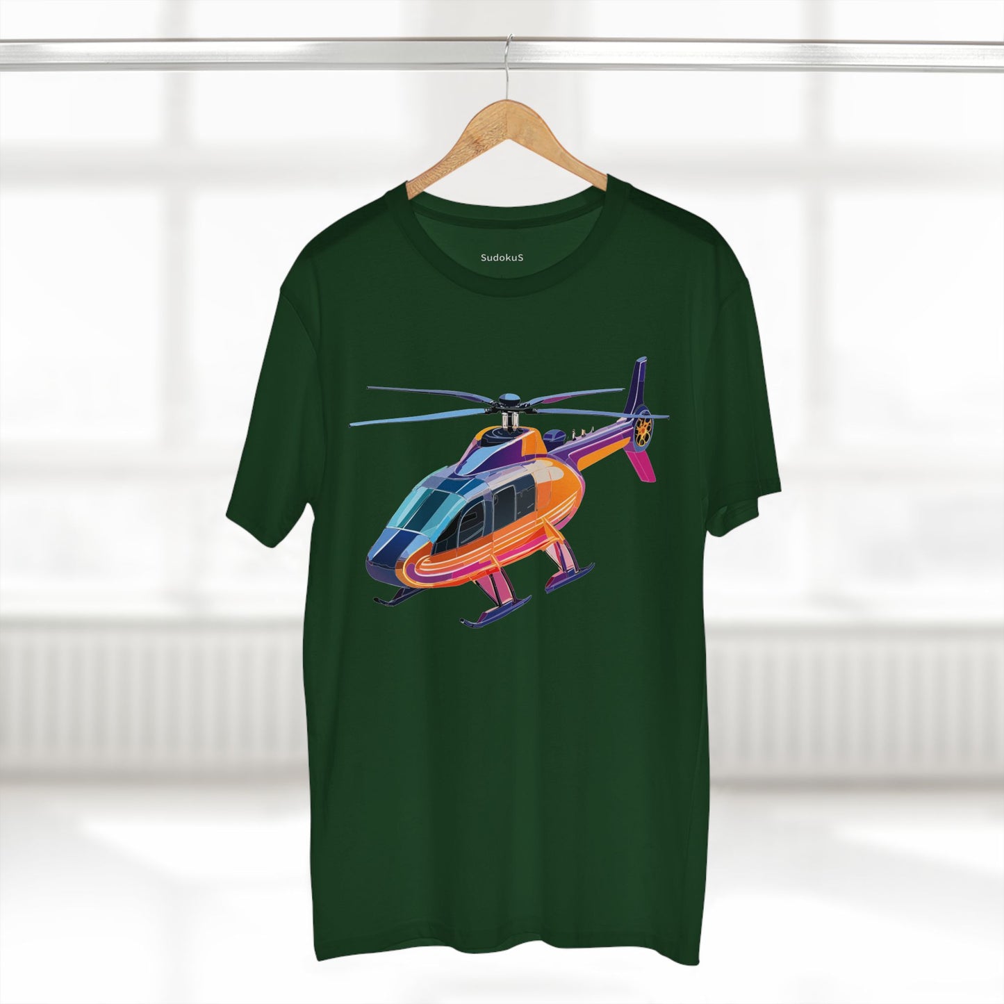 Helicopter Chopper Shirt Unisex Premium Cotton Tee With Unique Art Design Graphic Print Crew Neck