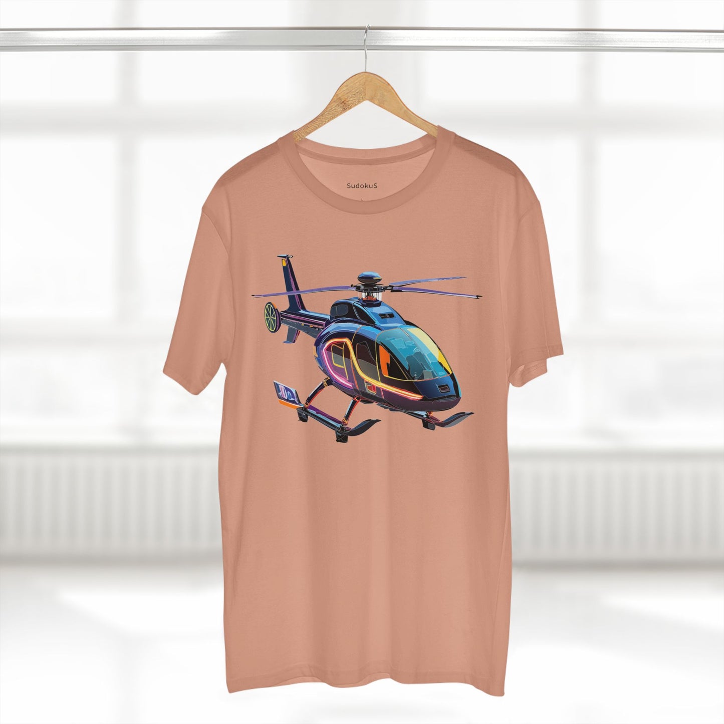 Unisex Helicopter Art Tee Premium Cotton Regular Fit Crew Neck Shirt Preshrunk Durable
