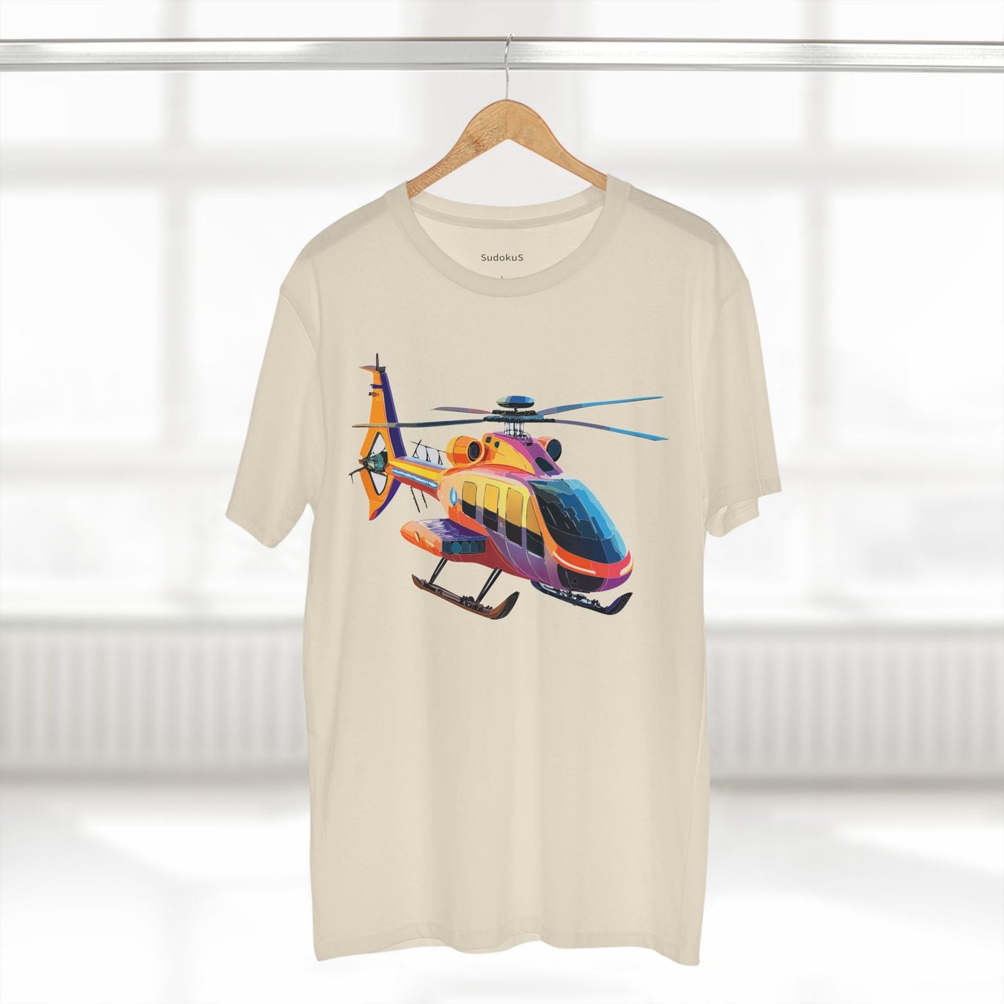Unisex Helicopter Art Shirt Premium Cotton Tee With Regular Fit Crew Neck 100 Percent Cotton
