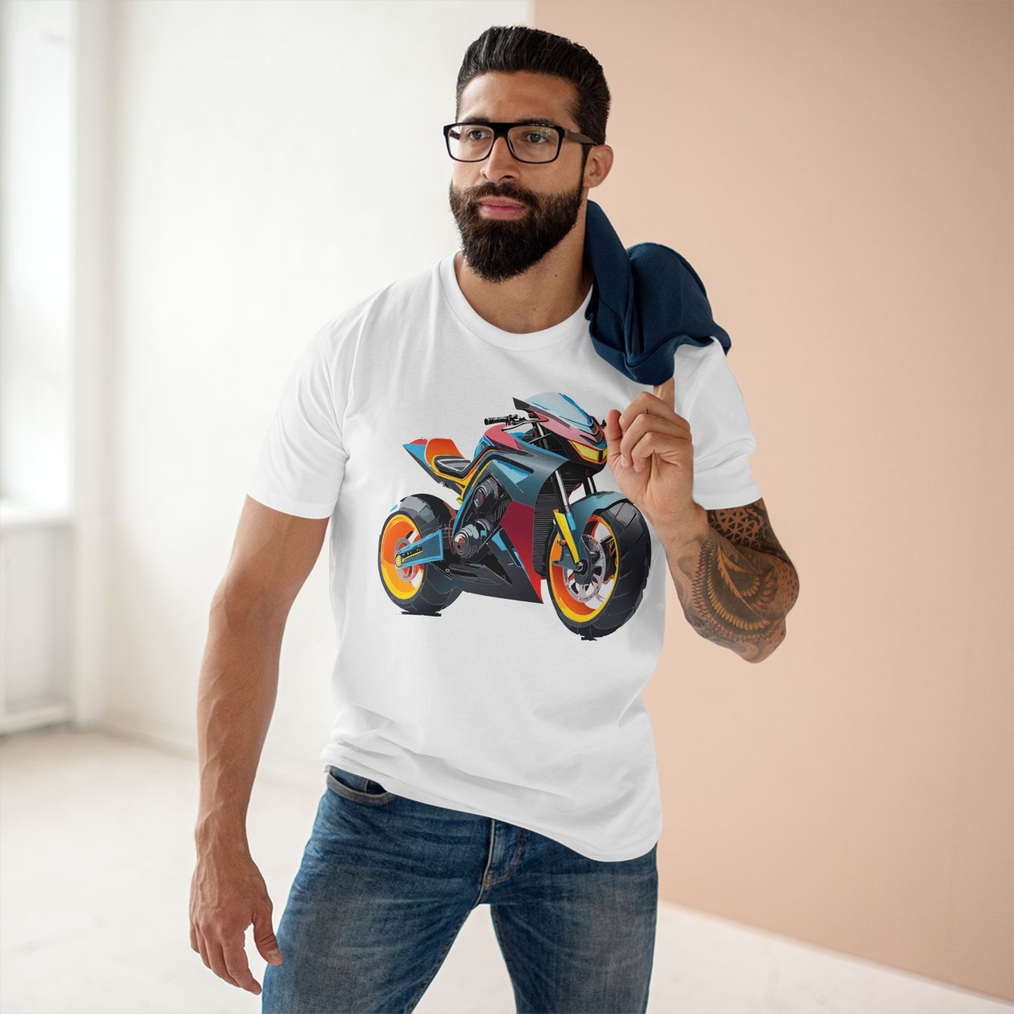 Unisex Premium Cotton Tee With Unique Art Design Bike And Moto Shirt Regular Fit Crew Neck