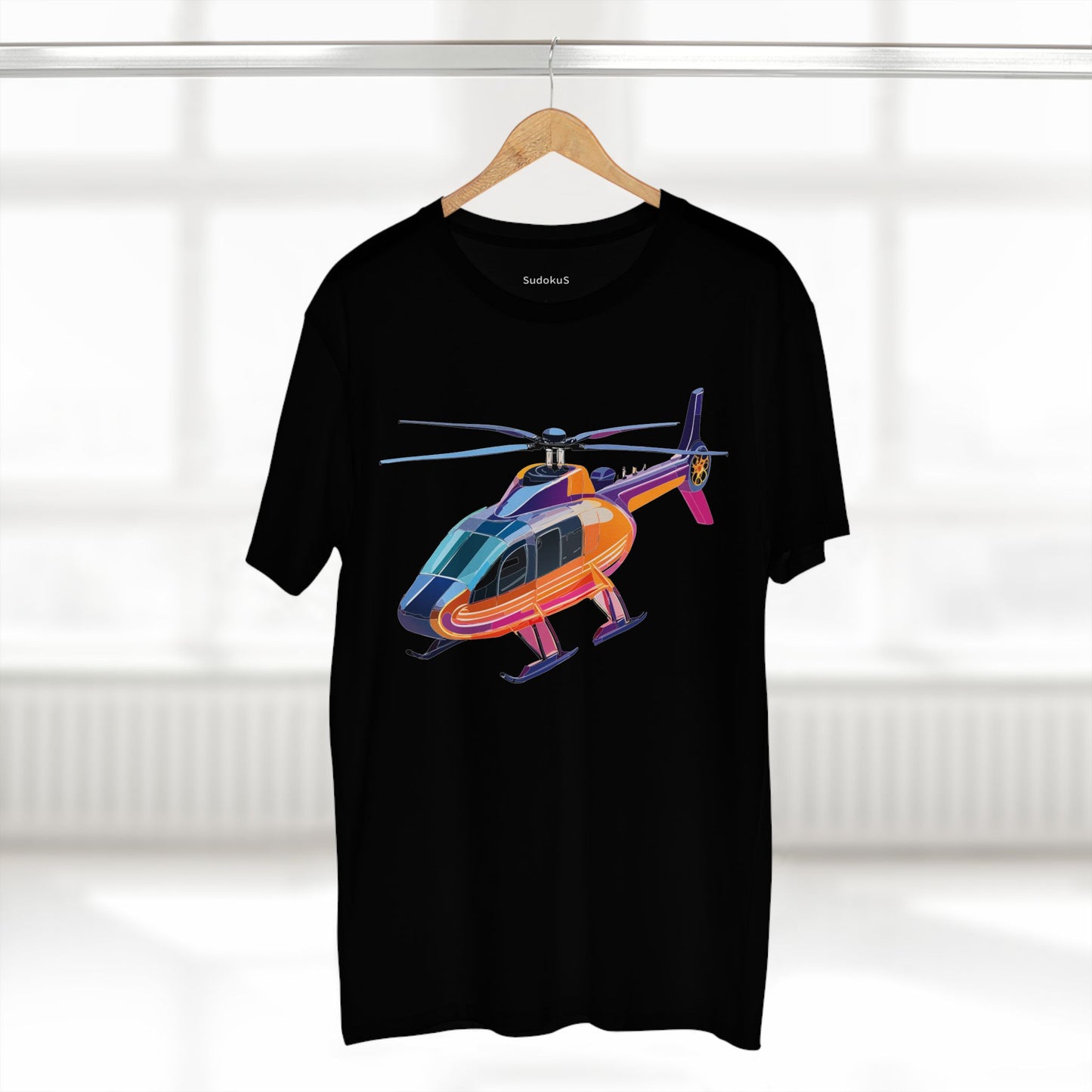 Helicopter Chopper Shirt Unisex Premium Cotton Tee With Unique Art Design Graphic Print Crew Neck