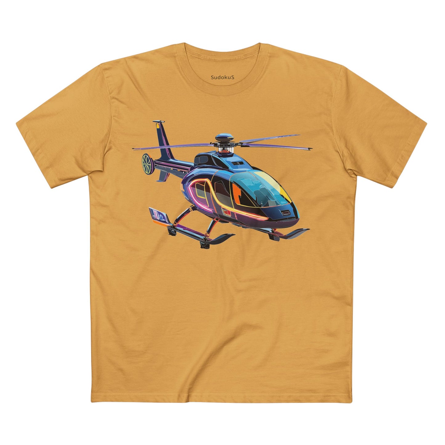 Unisex Helicopter Art Tee Premium Cotton Regular Fit Crew Neck Shirt Preshrunk Durable