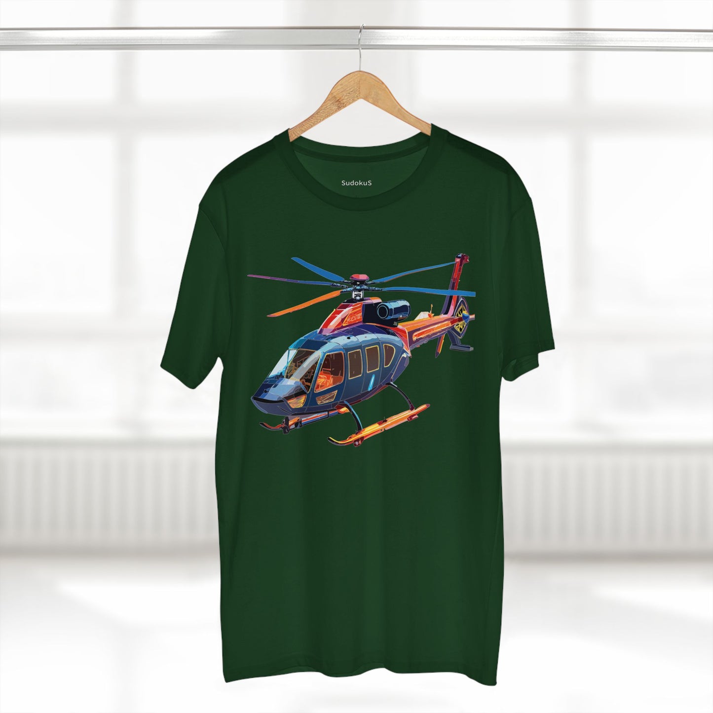 Helicopter Tee Unisex Premium Cotton Shirt With Unique Art Design Graphic Crew Neck Regular Fit
